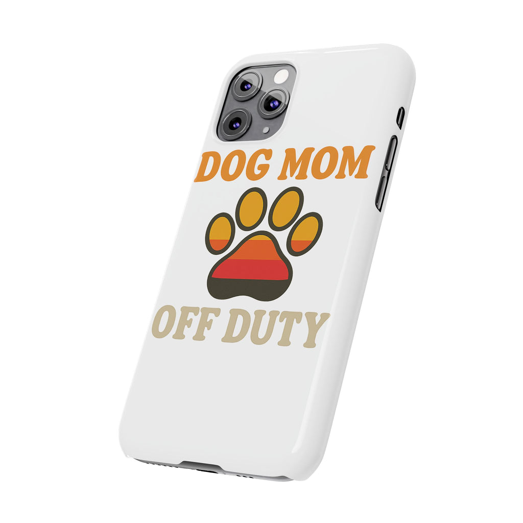 Dog Mom Off Duty Phone Case Retro 70s Vintage Dog Lover Gift Paw Print iPhone Samsung Galaxy Case Funny Pet Owner Gift