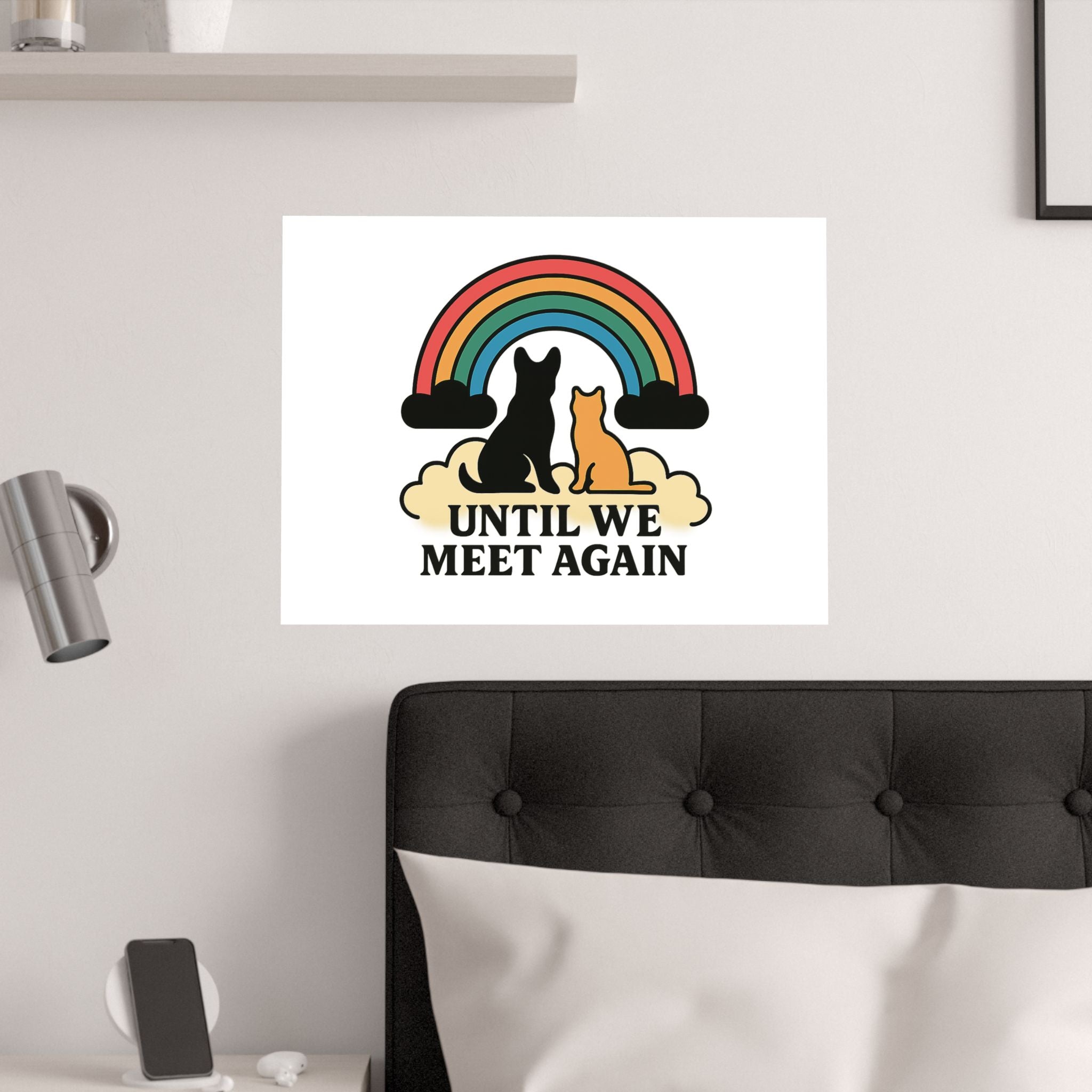 Rainbow Bridge Pet Memorial Poster, Dog Cat Loss Sympathy Gift, Until We Meet Again Pet Remembrance Wall Art, Pet Bereavement Print