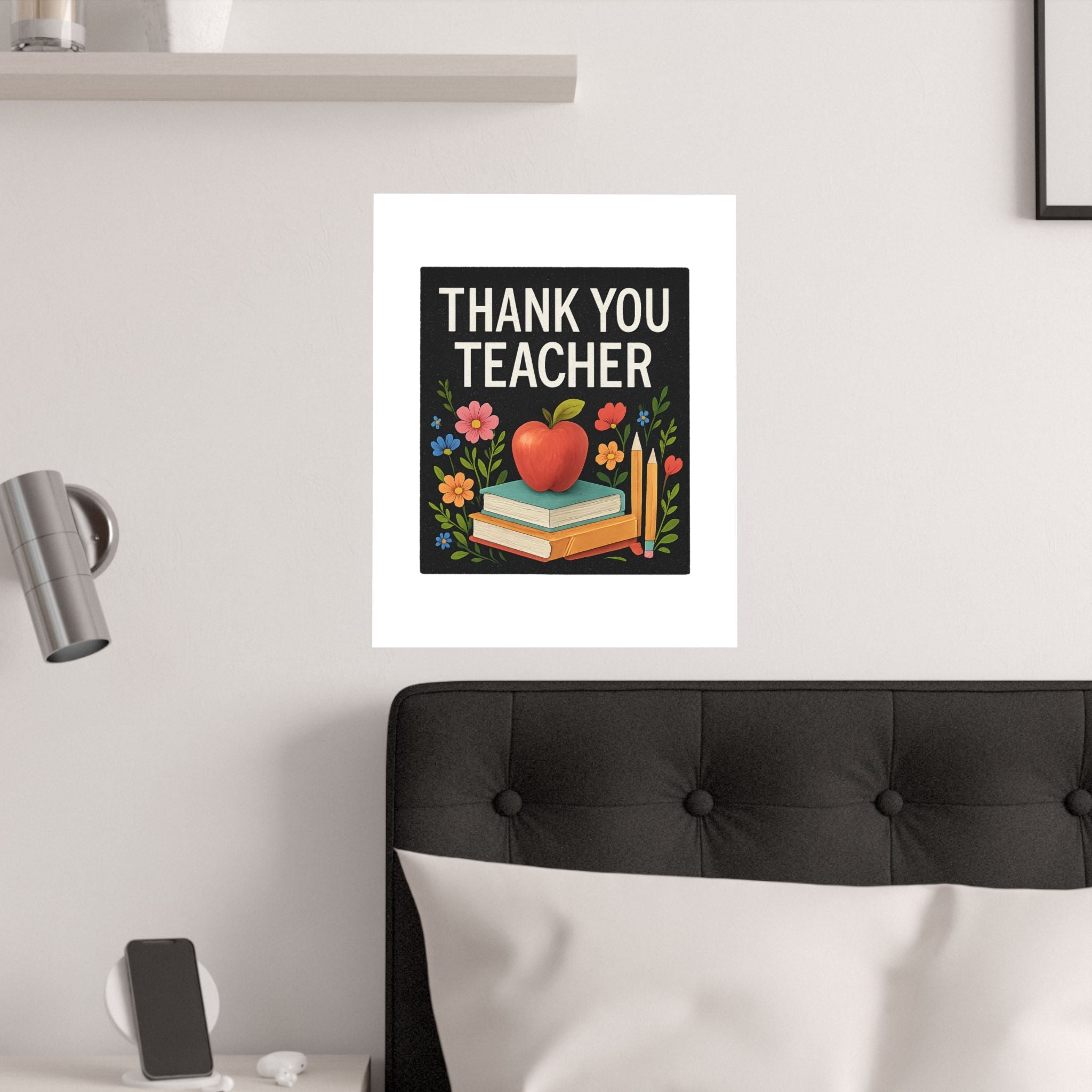 Thank You Teacher Gift Poster, Wildflower Watercolor Classroom Decor, Teacher Appreciation Wall Art, End of Year Gift
