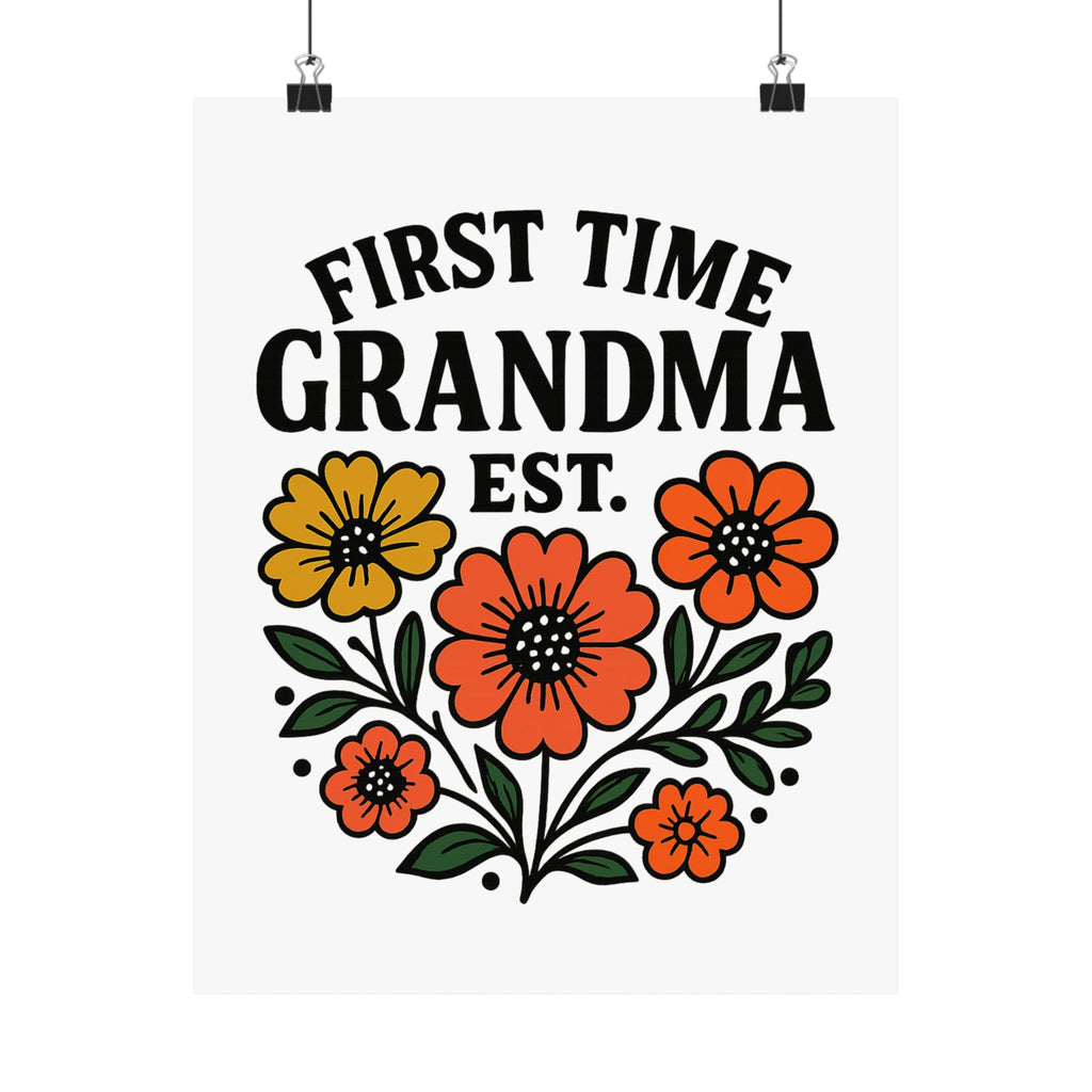 First Time Grandma Est 2025 Print, New Grandmother Gift, Pregnancy Announcement, Grandma to Be Wall Art, Floral Botanical Decor