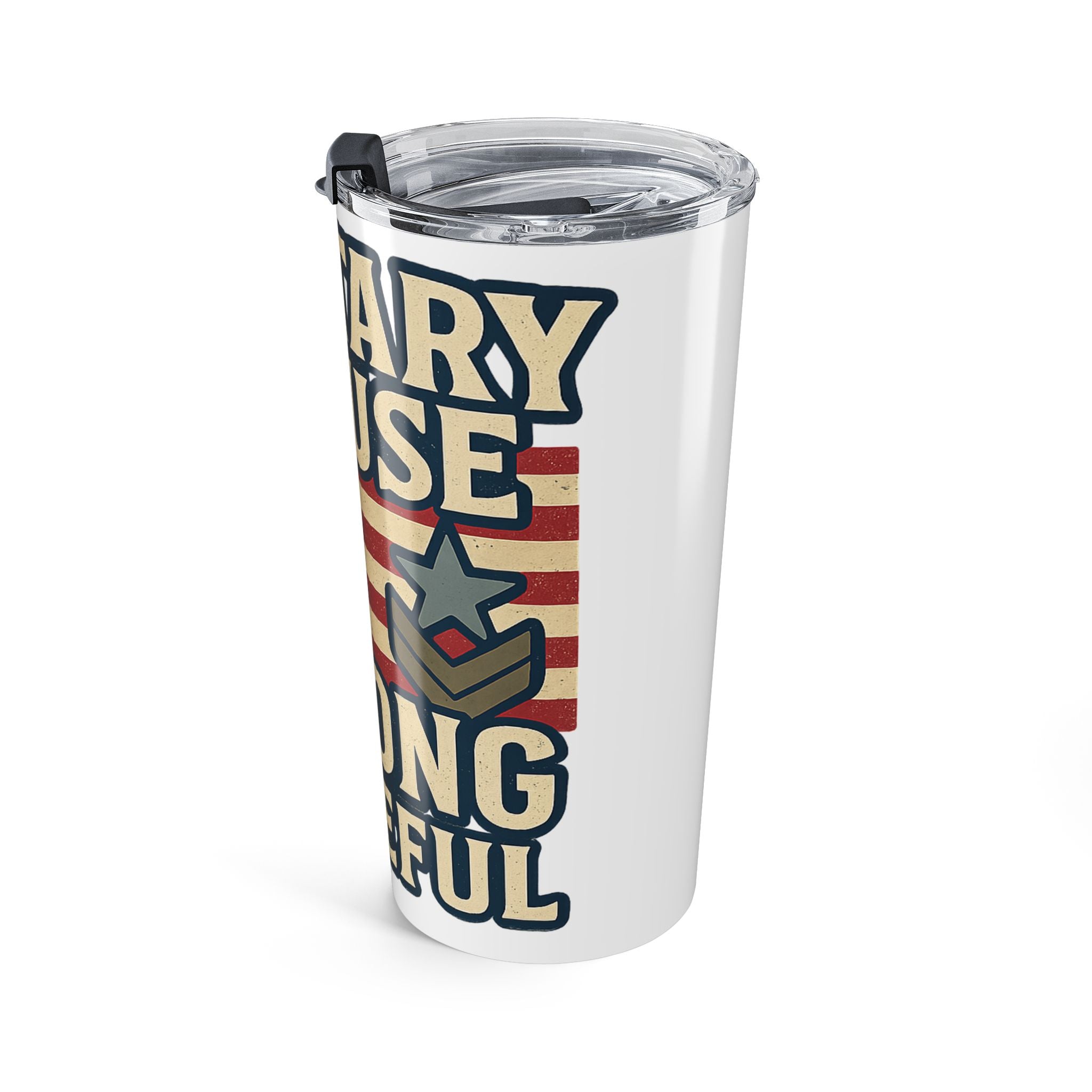 Military Spouse Strong Grateful Tumbler, Army Navy Air Force Gift, Patriotic Military Wife Appreciation Travel Mug, Deployment Gift