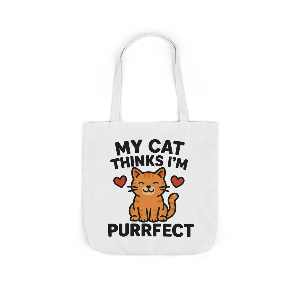Cat Lover Tote Bag Gift, My Cat Thinks I'm Purrfect Funny Cat Mom Bag, Cat Owner Birthday Gift for Her, Cat Lady Canvas Tote