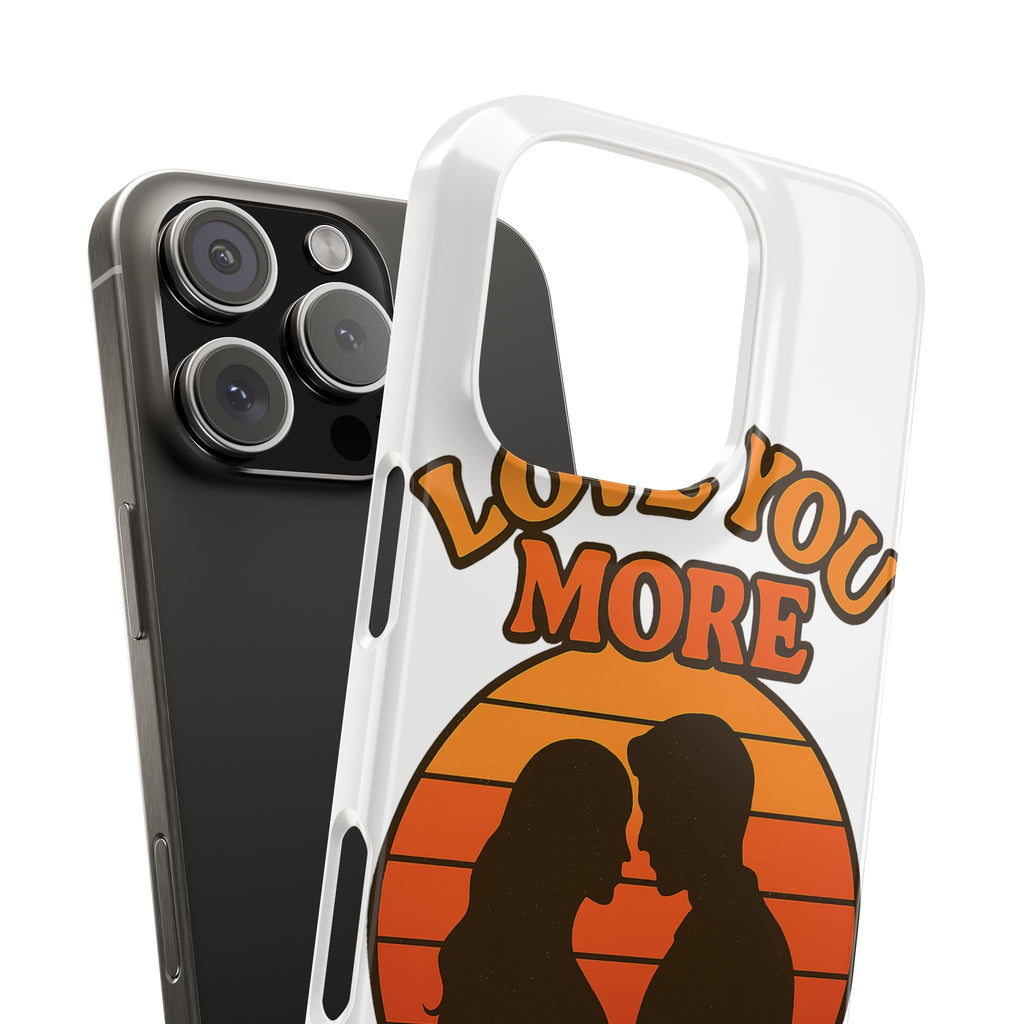 Love You More Phone Case Retro Sunset 70s Vintage Romantic Groovy Aesthetic Cute Couple Gift for Girlfriend Wife Anniversary