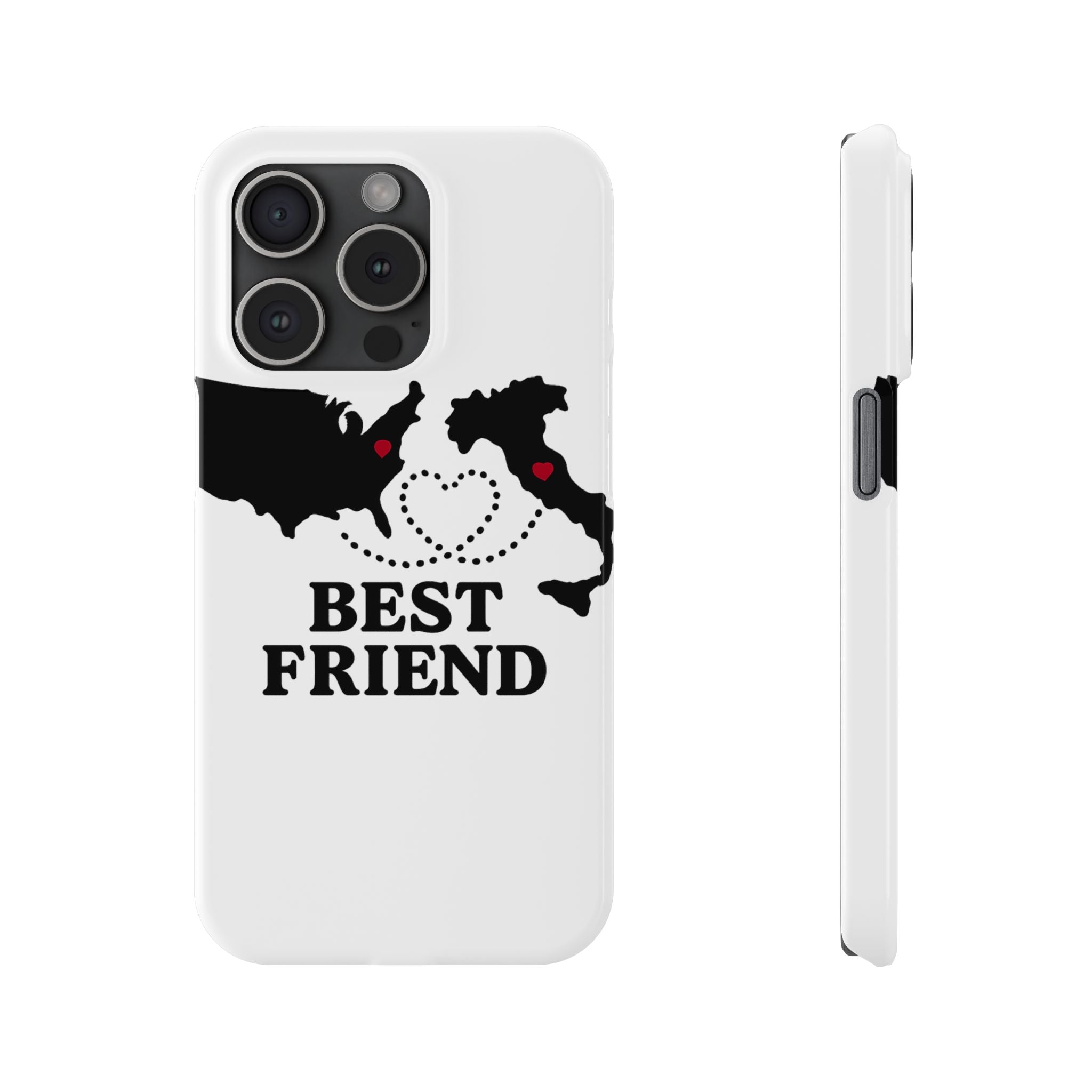 Long Distance Friendship Phone Case Personalized Coordinates Gift Best Friend Custom Location Map Heart Connection BFF