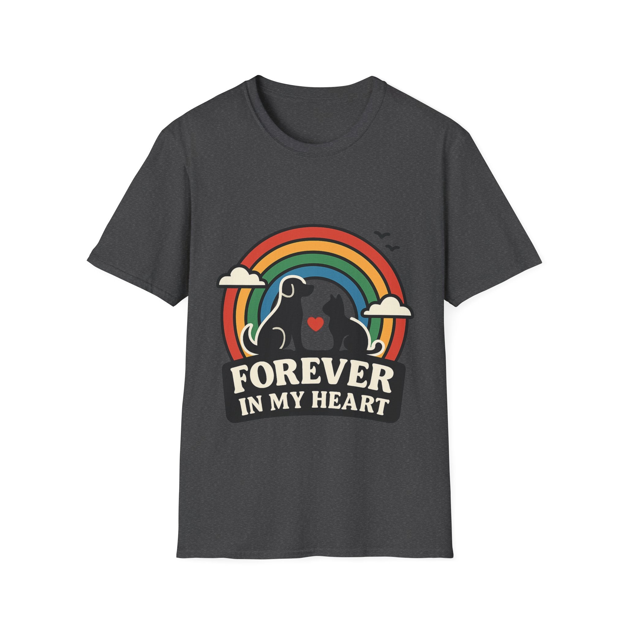 Rainbow Bridge Pet Memorial Shirt, Dog Cat Loss Gift, Forever in My Heart, Pet Remembrance Tee, Sympathy Gift for Pet Owner