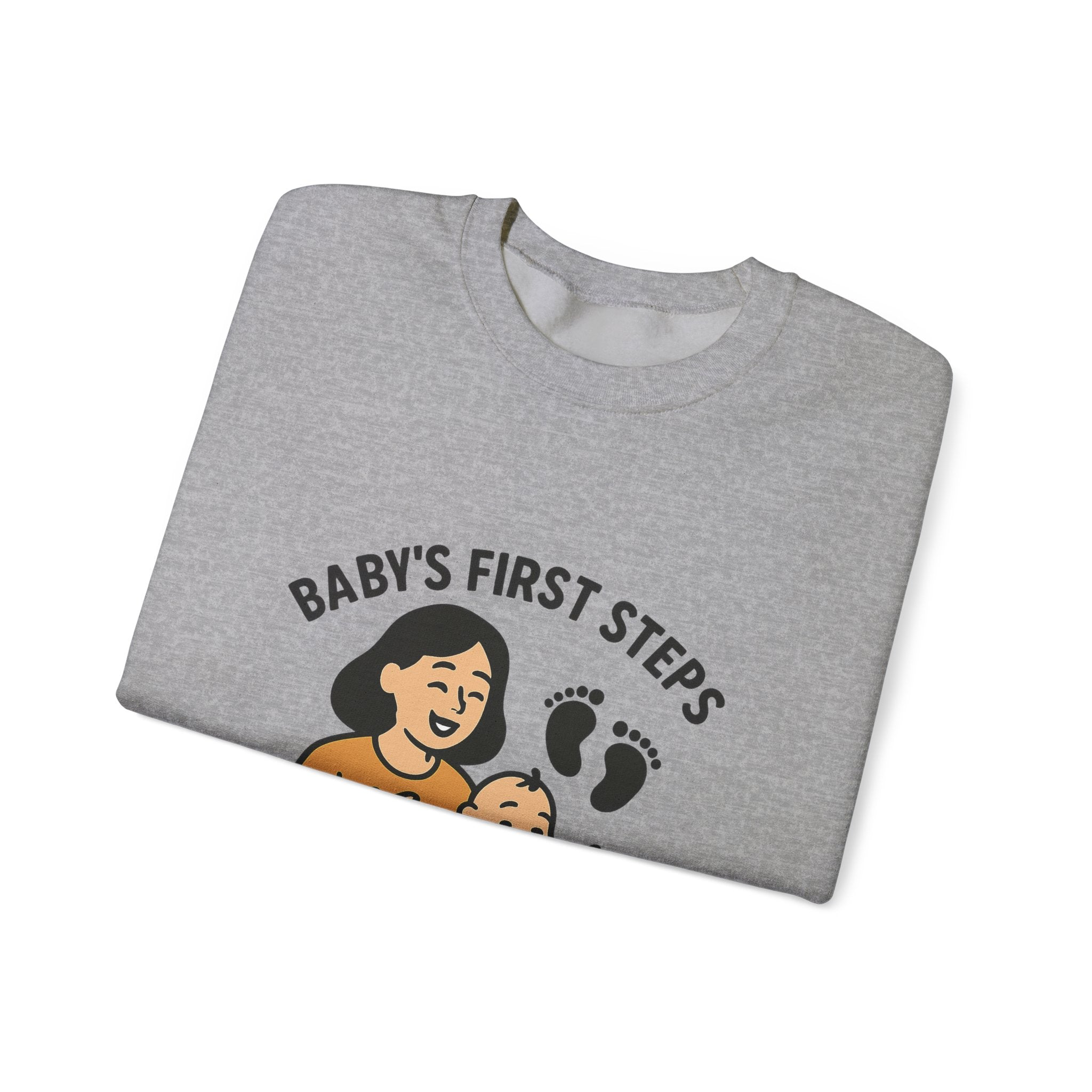 Baby's First Steps Sweatshirt, New Mom Gift, First Walking Milestone, Baby Footprint Shirt, Proud Mom Sweatshirt, Toddler Milestone