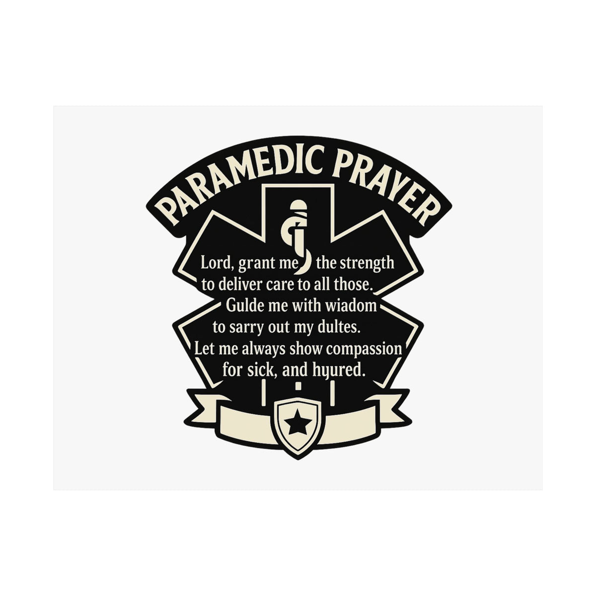 Paramedic Prayer Poster, EMS Gift, Star of Life Wall Art, Paramedic Graduation Gift, EMT Decor, First Responder Print, Thin White Line