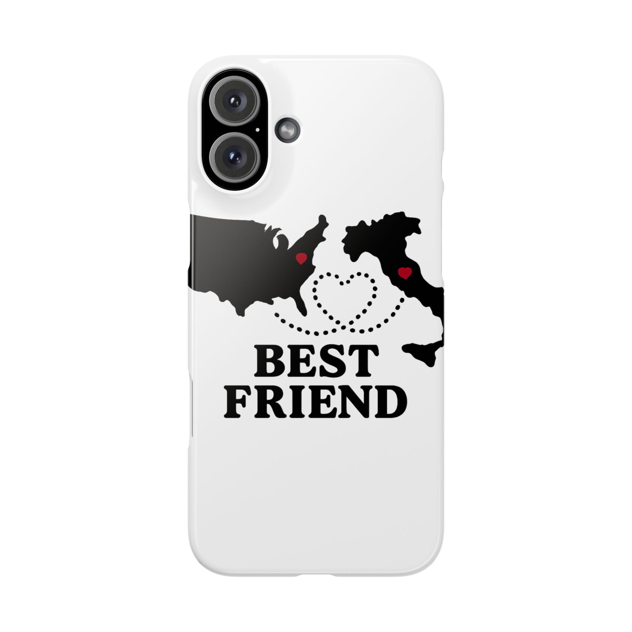 Long Distance Friendship Phone Case Personalized Coordinates Gift Best Friend Custom Location Map Heart Connection BFF