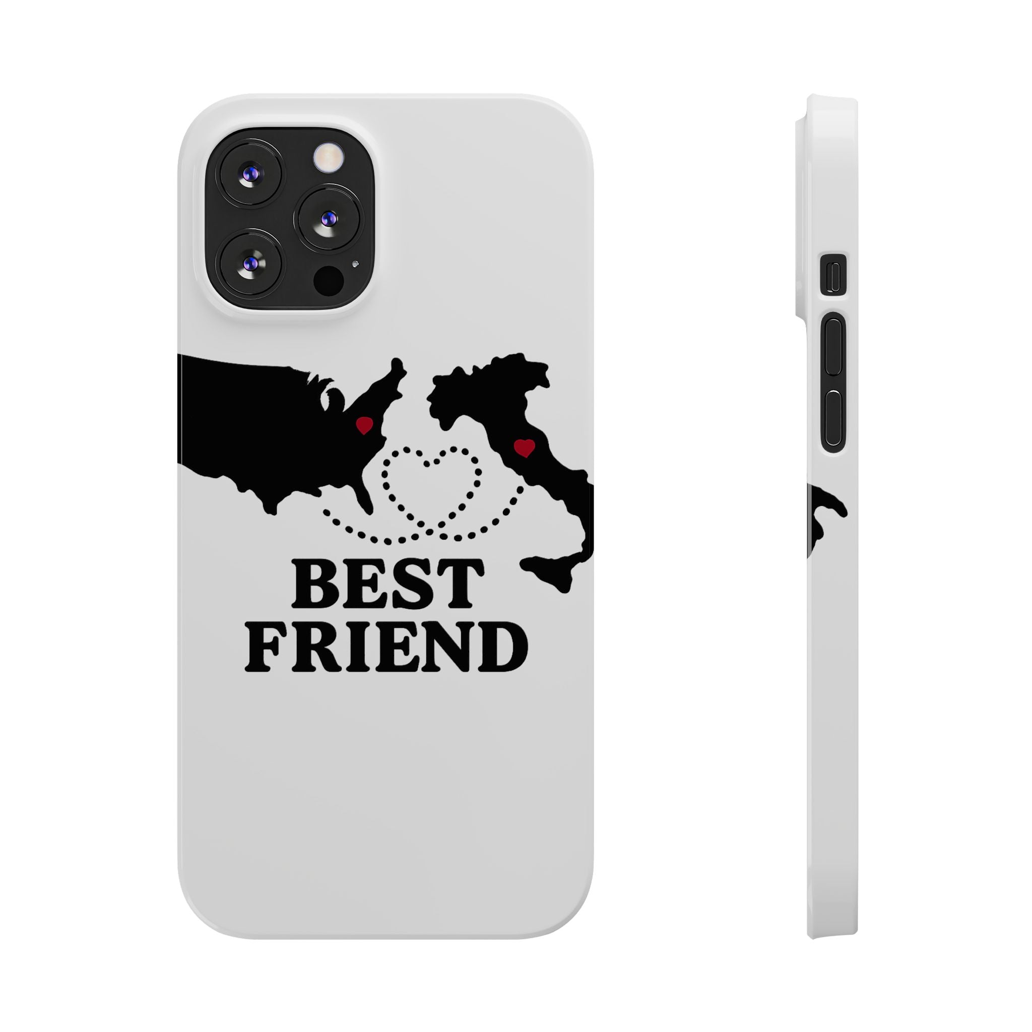 Long Distance Friendship Phone Case Personalized Coordinates Gift Best Friend Custom Location Map Heart Connection BFF