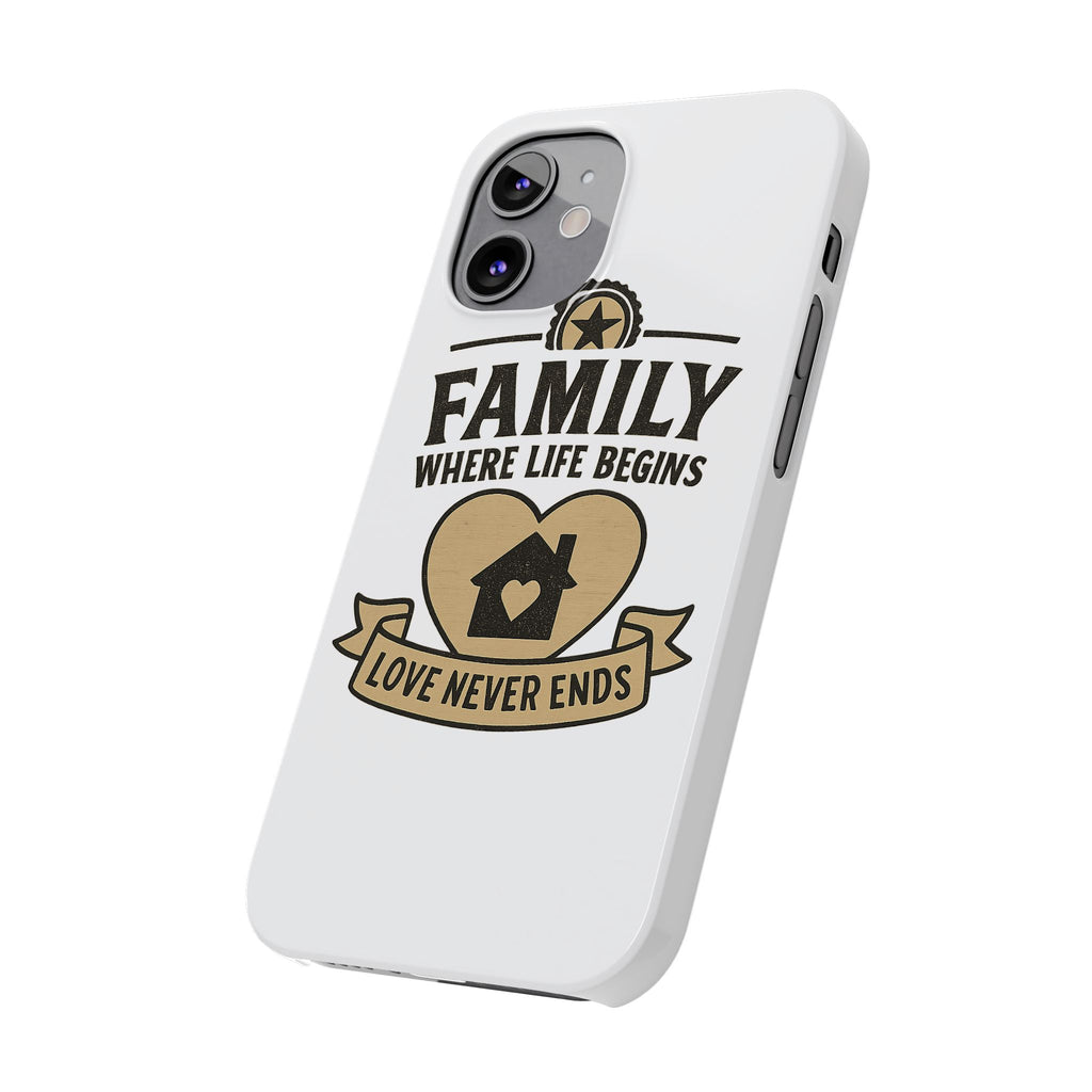 Family Where Life Begins Love Never Ends Phone Case, Rustic Farmhouse Gift for Mom Grandma, Mother's Day Gift, Heart Home Decor