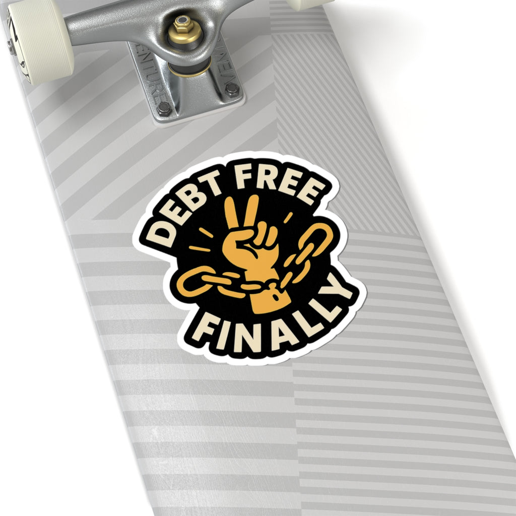 Debt Free Finally Sticker, Financial Freedom Victory Celebration, Broken Chains Money Milestone Achievement Gift Laptop Decal