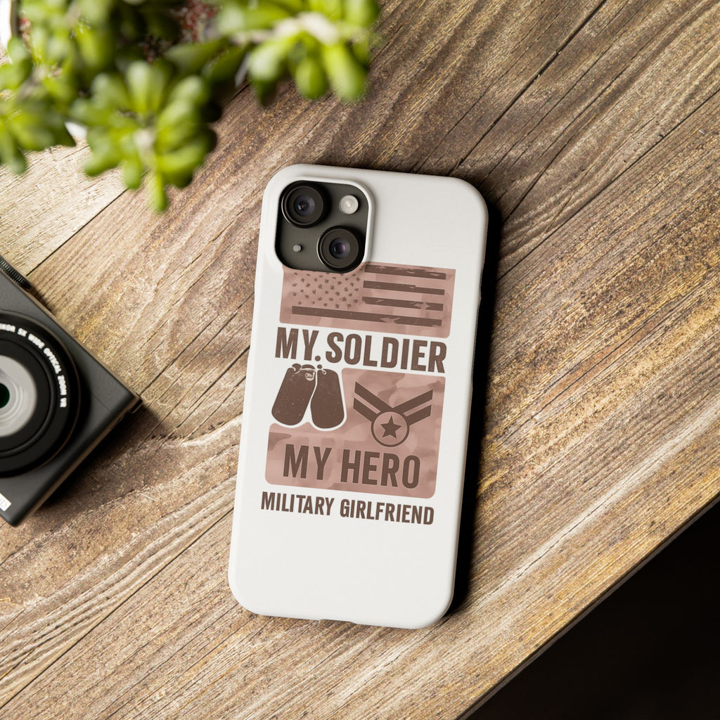 Military Girlfriend Phone Case Rose Gold Camouflage My Soldier My Hero Gift for Army Navy Air Force Girlfriend