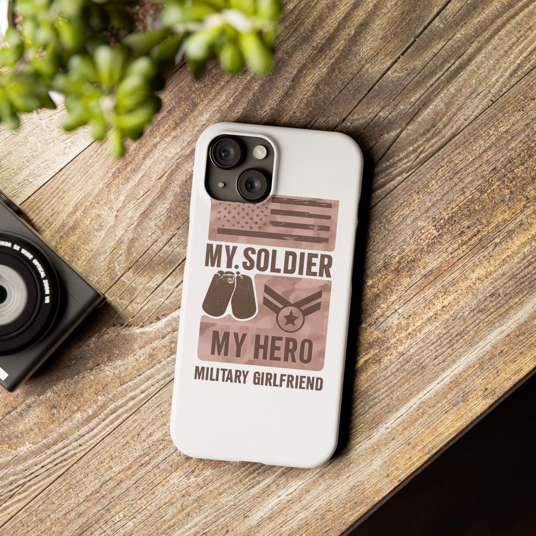 Military Girlfriend Phone Case Rose Gold Camouflage My Soldier My Hero Gift for Army Navy Air Force Girlfriend