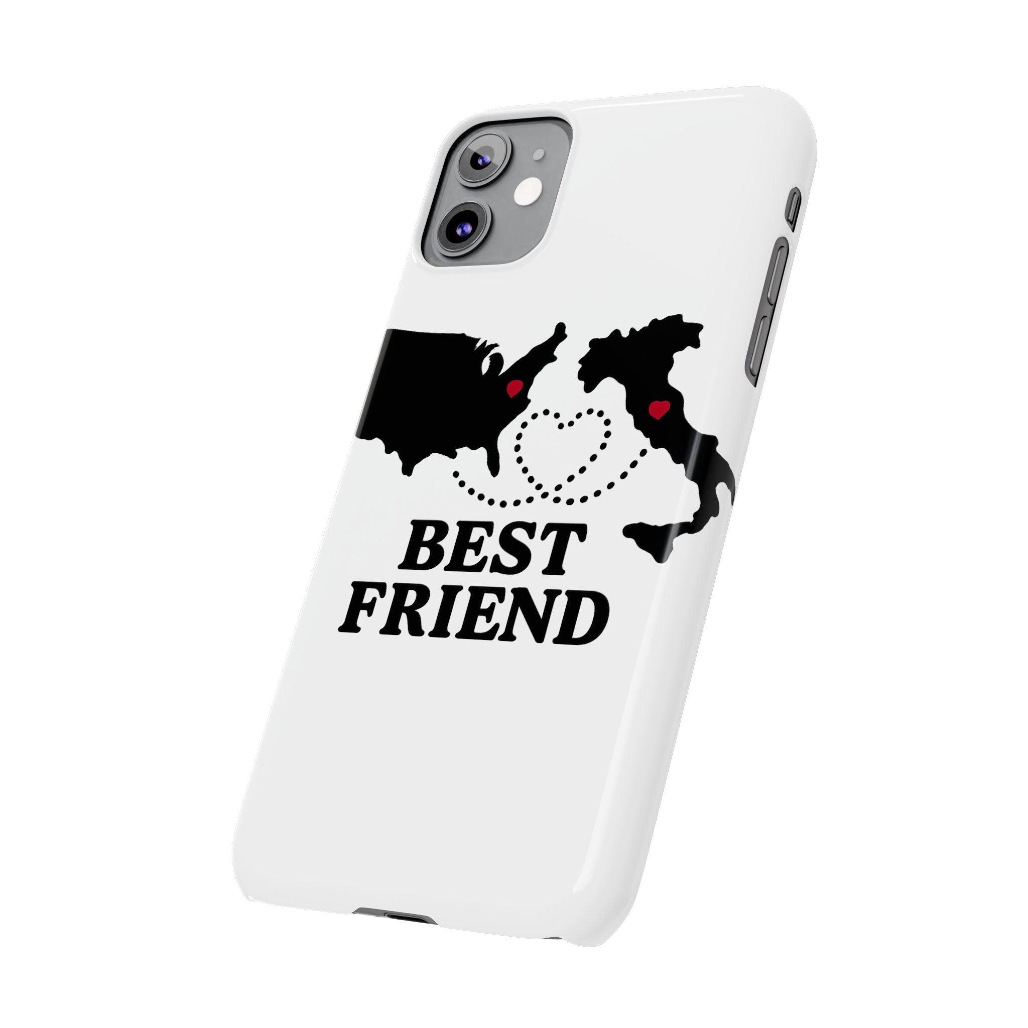 Long Distance Friendship Phone Case Personalized Coordinates Gift Best Friend Custom Location Map Heart Connection BFF
