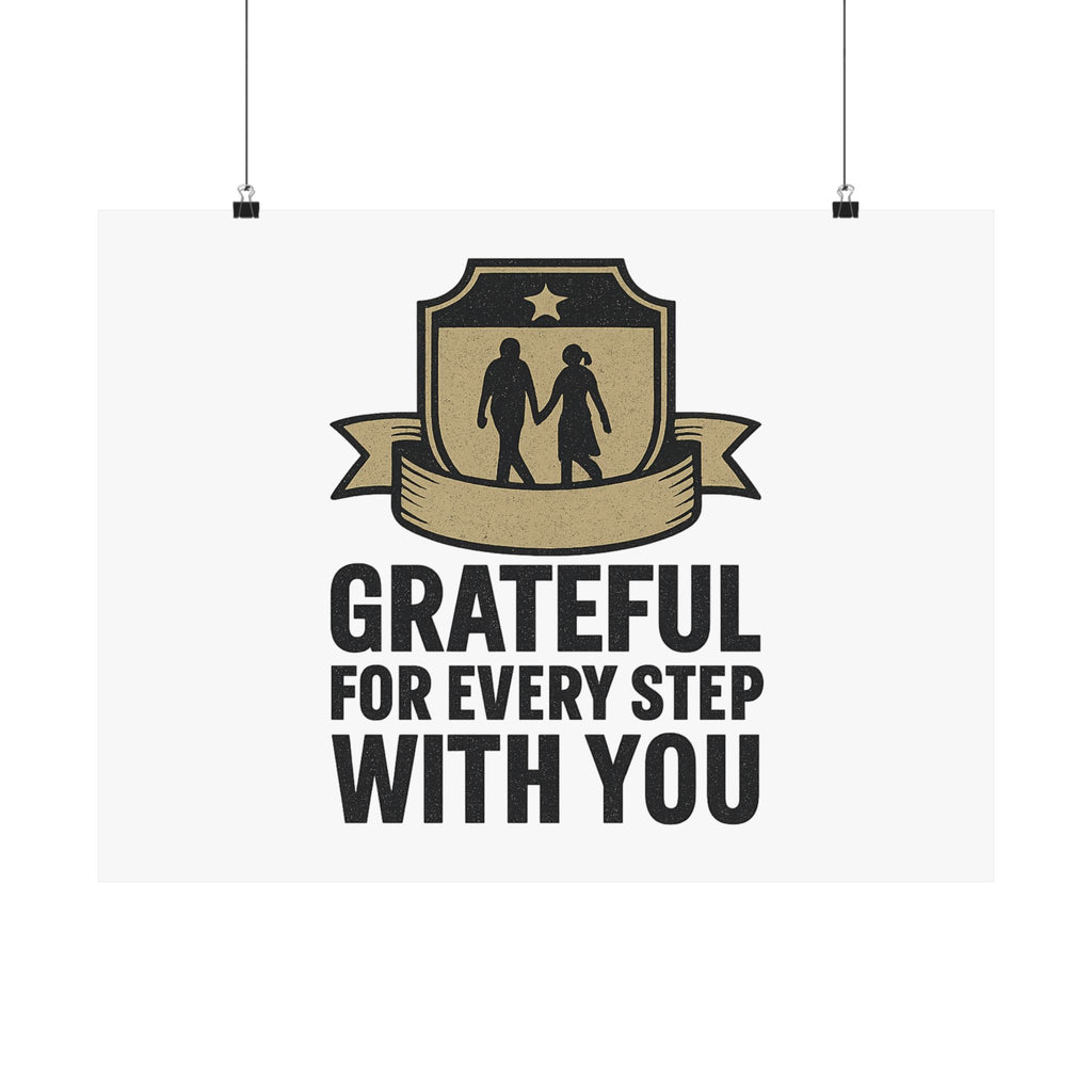 Grateful For Every Step With You Poster Anniversary Gift Relationship Milestone Couple Wall Art Vintage Gratitude Print