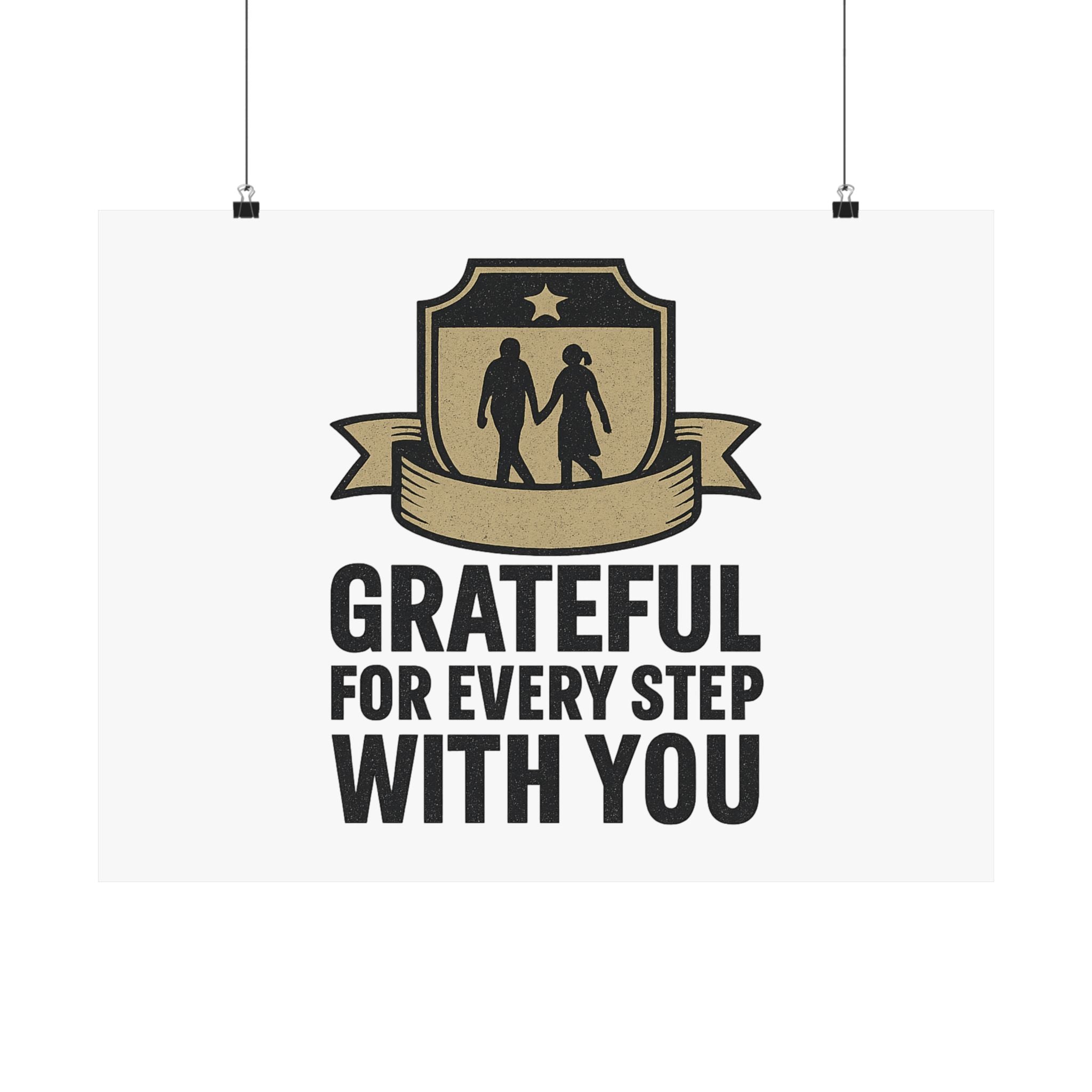 Grateful For Every Step With You Poster Anniversary Gift Relationship Milestone Couple Wall Art Vintage Gratitude Print