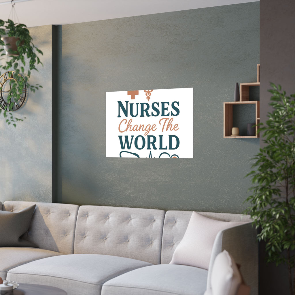 Nurse Motivation Poster, Nurses Change The World Wall Art, Nursing Graduation Gift, Nurse Office Decor, Medical Typography Print