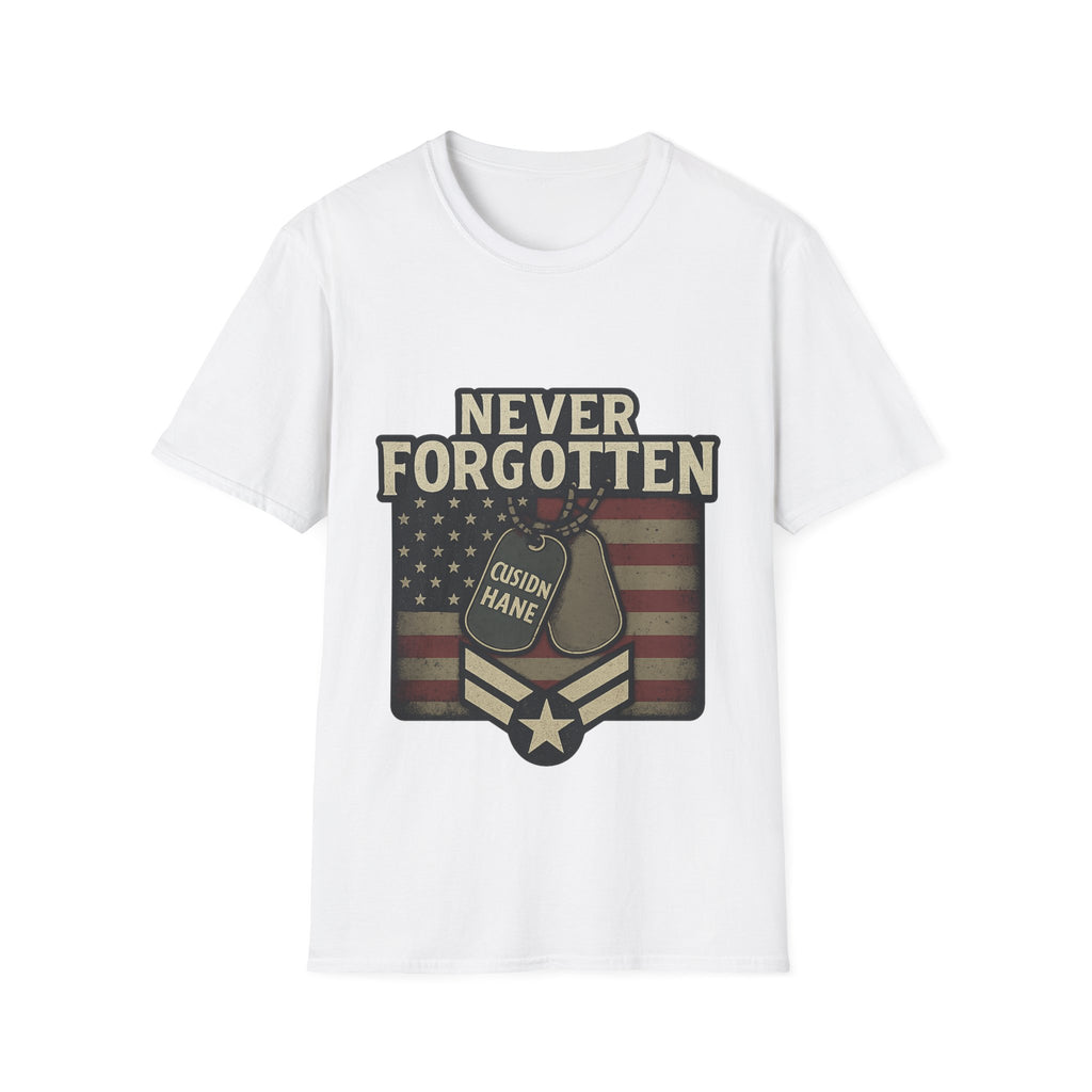 Never Forgotten Veteran Memorial Shirt Custom Name Military Tribute Tee Gold Star Family Gift Personalized Remembrance Tshirt