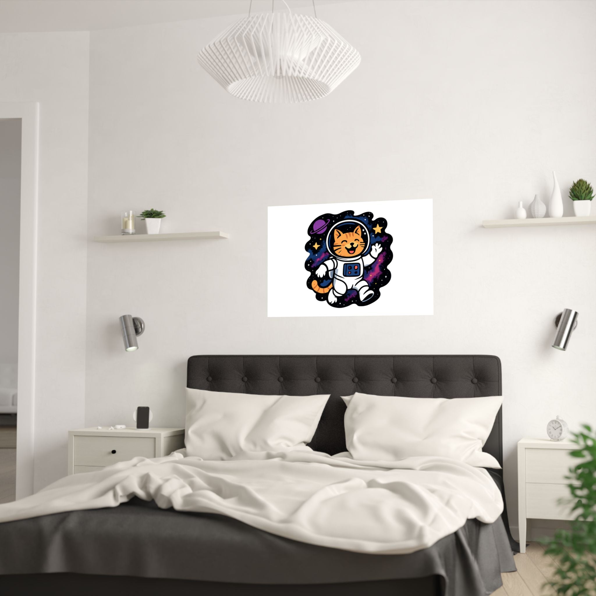 Cat Astronaut Galaxy Poster, Space Cat Wall Art, Funny Cat Lover Gift, Nebula Cat Print, Whimsical Space Room Decor, Quirky Wall Art