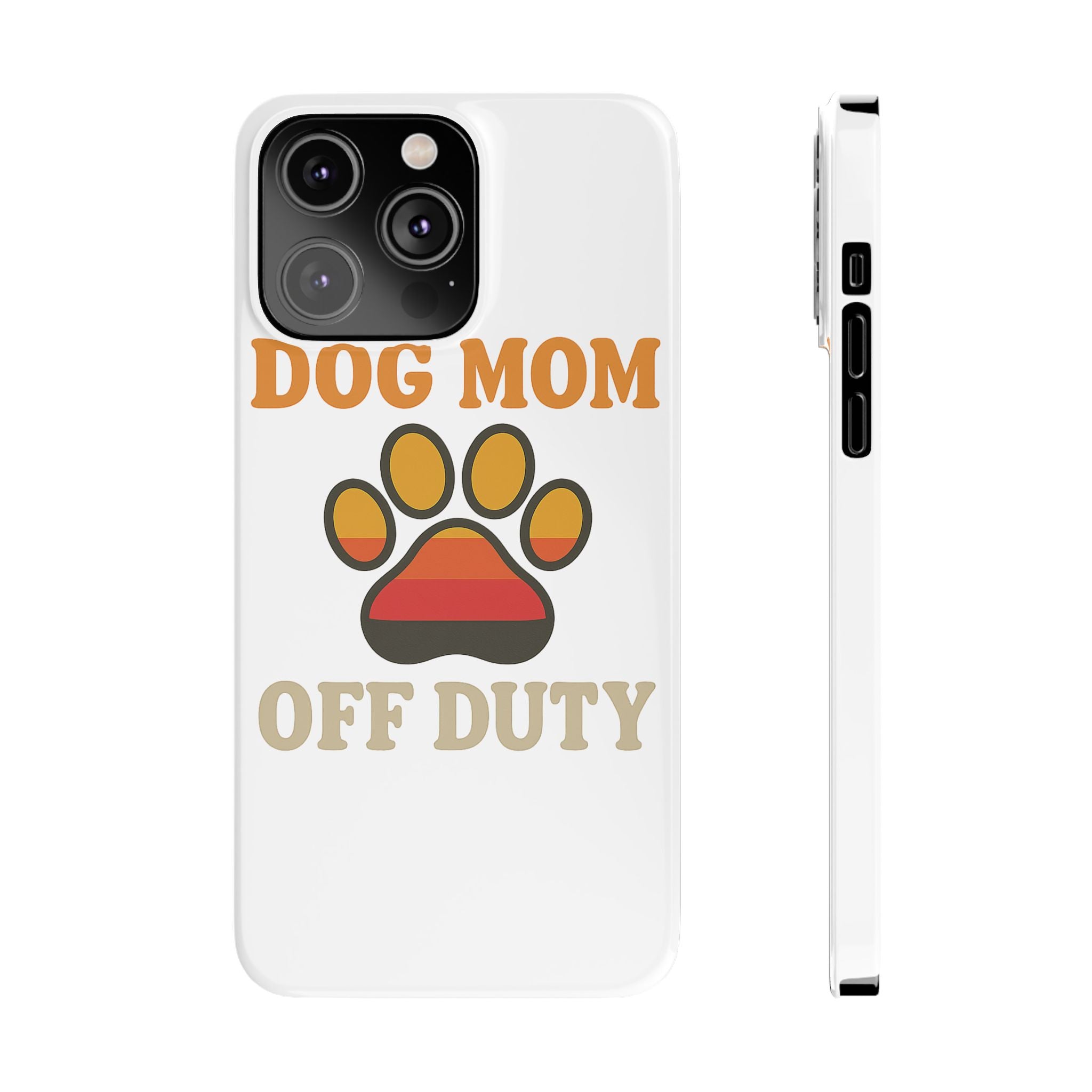 Dog Mom Off Duty Phone Case Retro 70s Vintage Dog Lover Gift Paw Print iPhone Samsung Galaxy Case Funny Pet Owner Gift