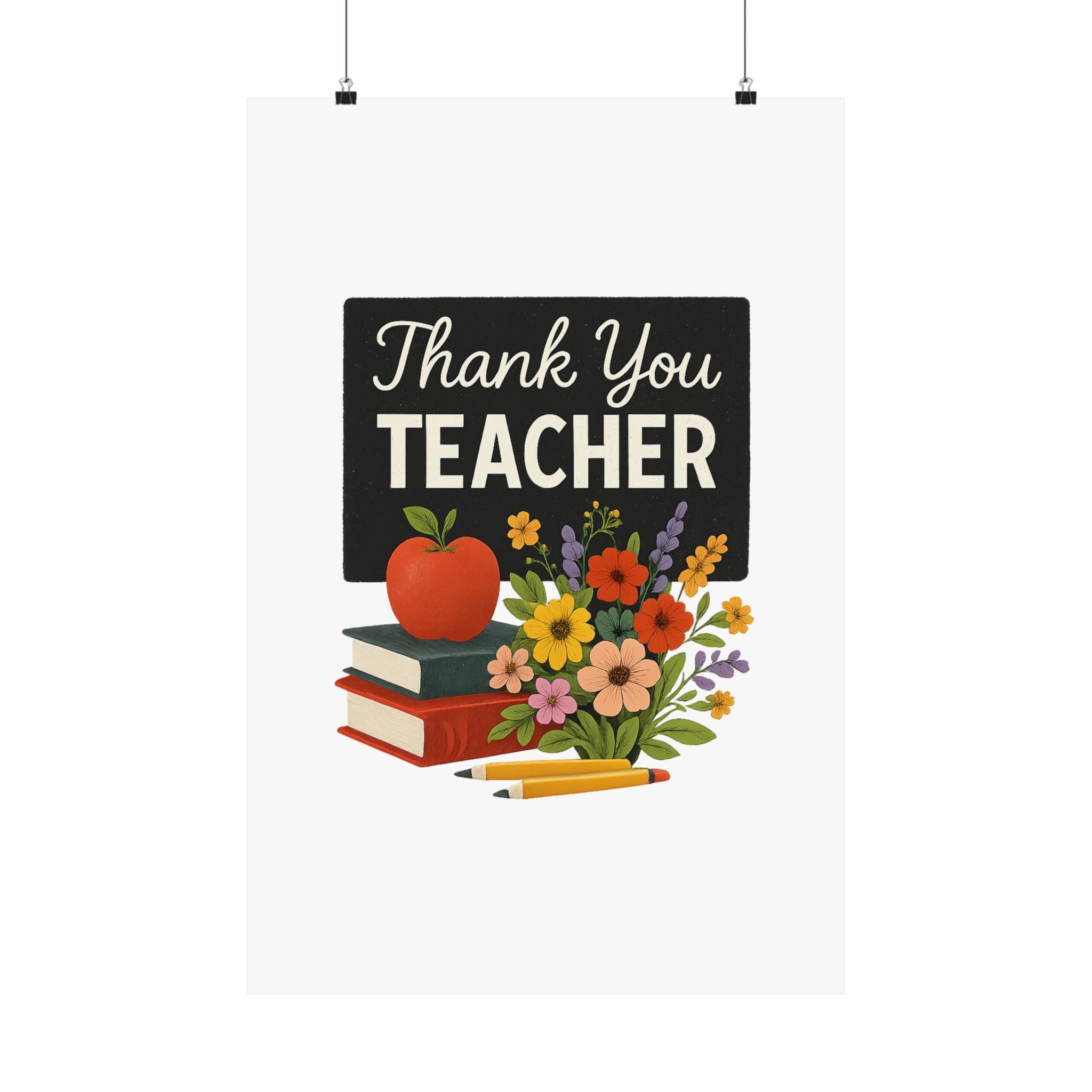 Thank You Teacher Gift Wildflower Watercolor Poster Classroom Wall Art Appreciation Print End of Year School Decor