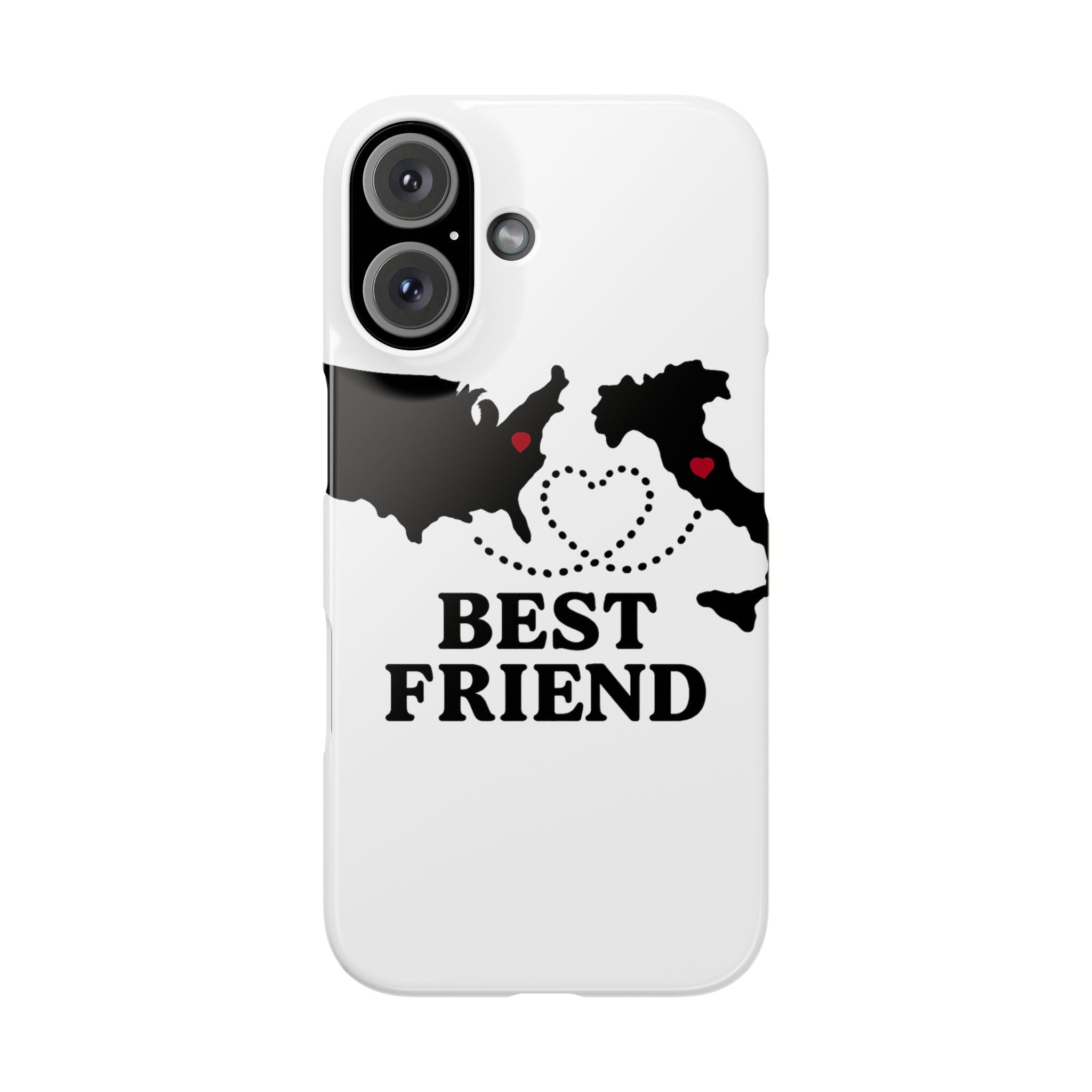 Long Distance Friendship Phone Case Personalized Coordinates Gift Best Friend Custom Location Map Heart Connection BFF