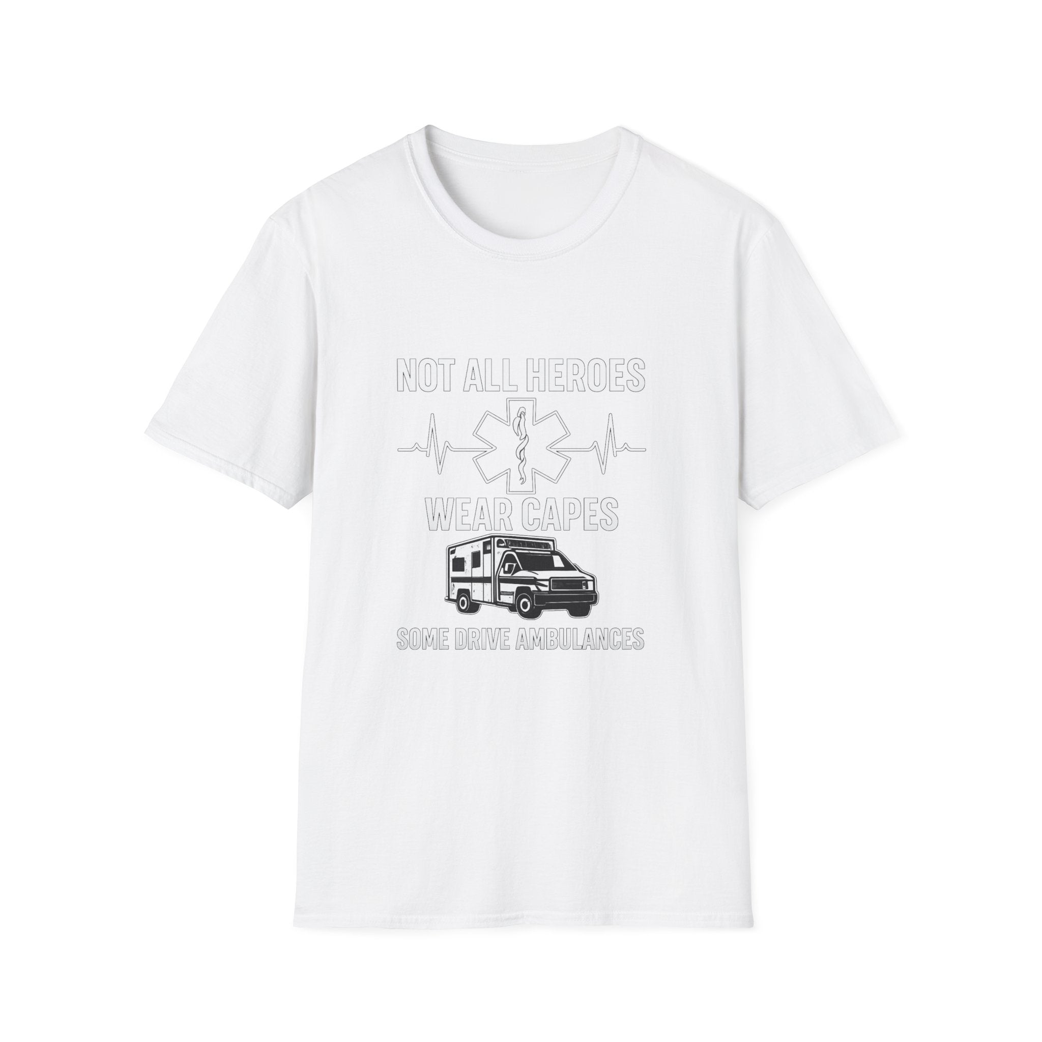Not All Heroes Wear Capes Some Drive Ambulances Shirt, EMS Paramedic Gift, EMT Appreciation Tee, Star of Life, Thin White Line