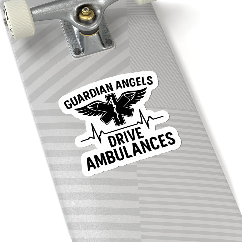 Guardian Angels Drive Ambulances Sticker | EMS Paramedic Star of Life Gift | Thin White Line EMT Vinyl Decal Water Bottle Laptop