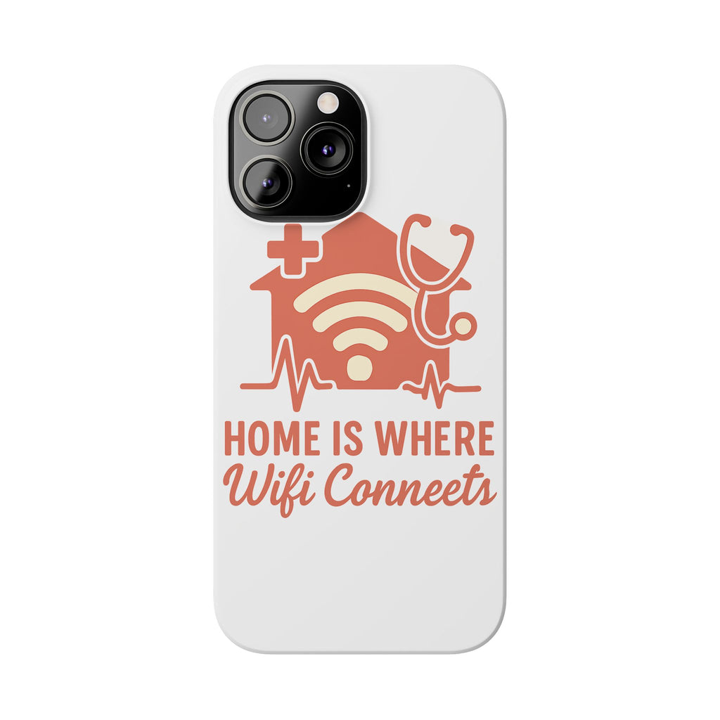 Home Is Where WiFi Connects Phone Case | Funny Tech Lover Gift | Minimalist House Phone Cover | Millennial Gen Z Humor Case
