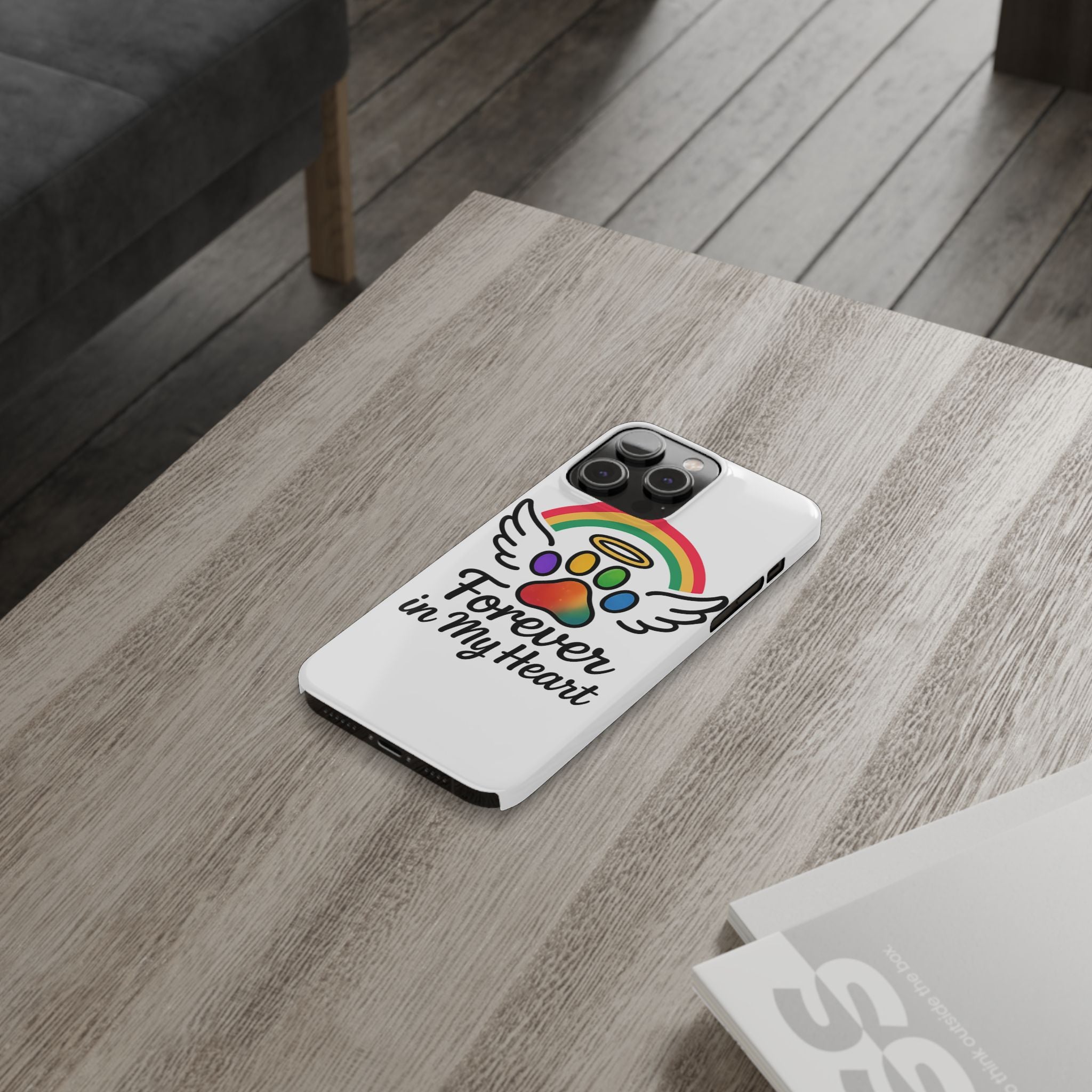 Rainbow Bridge Pet Memorial Phone Case Forever in My Heart Dog Cat Loss Sympathy Gift Remembrance Watercolor Paw Print Angel Pet