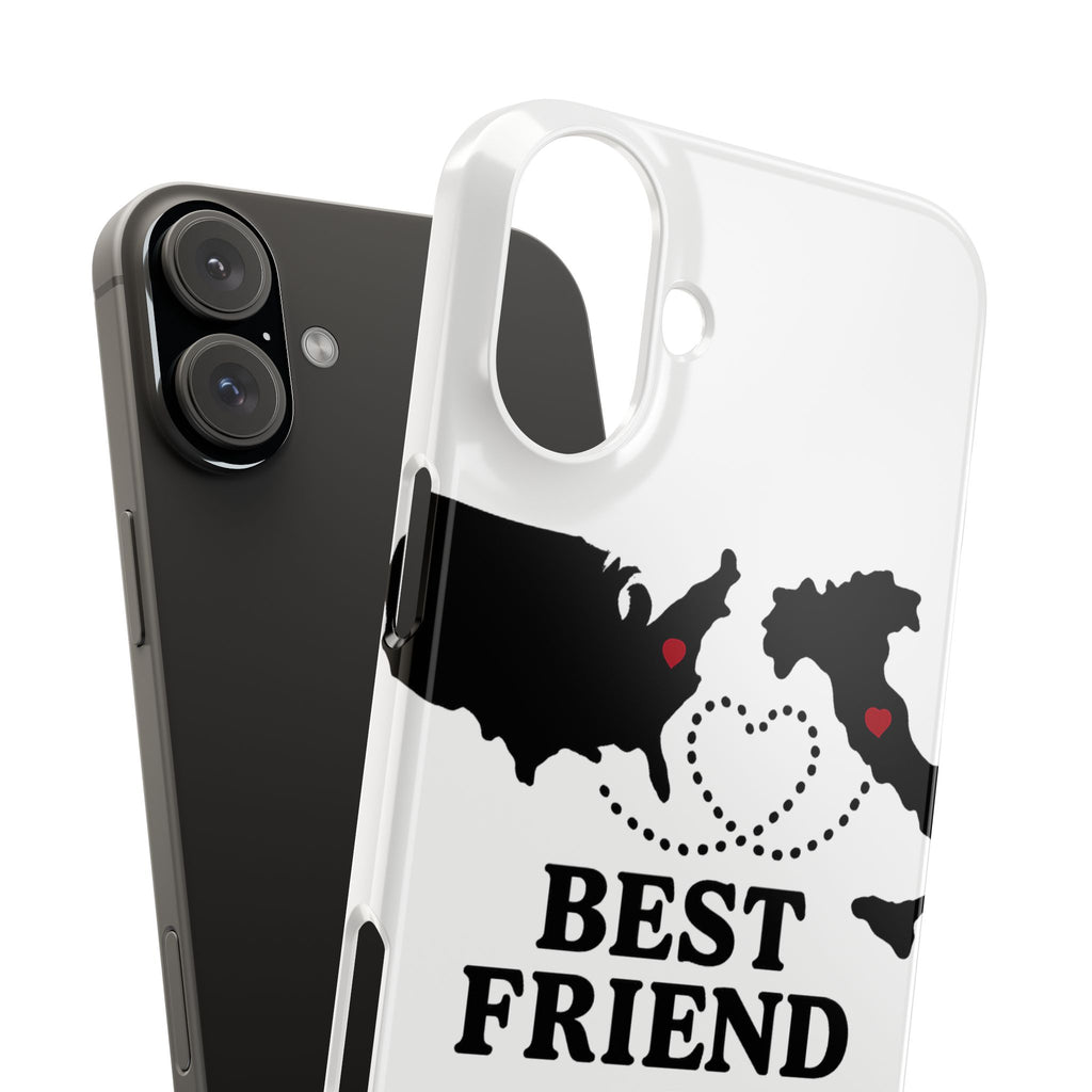Long Distance Friendship Phone Case Personalized Coordinates Gift Best Friend Custom Location Map Heart Connection BFF