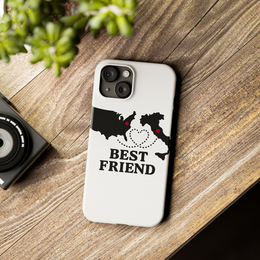 Long Distance Friendship Phone Case Personalized Coordinates Gift Best Friend Custom Location Map Heart Connection BFF