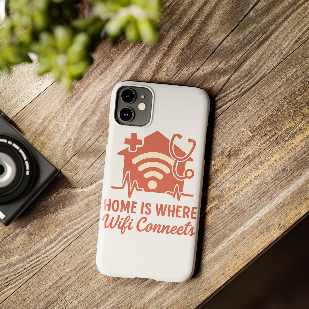 Home Is Where WiFi Connects Phone Case | Funny Tech Lover Gift | Minimalist House Phone Cover | Millennial Gen Z Humor Case