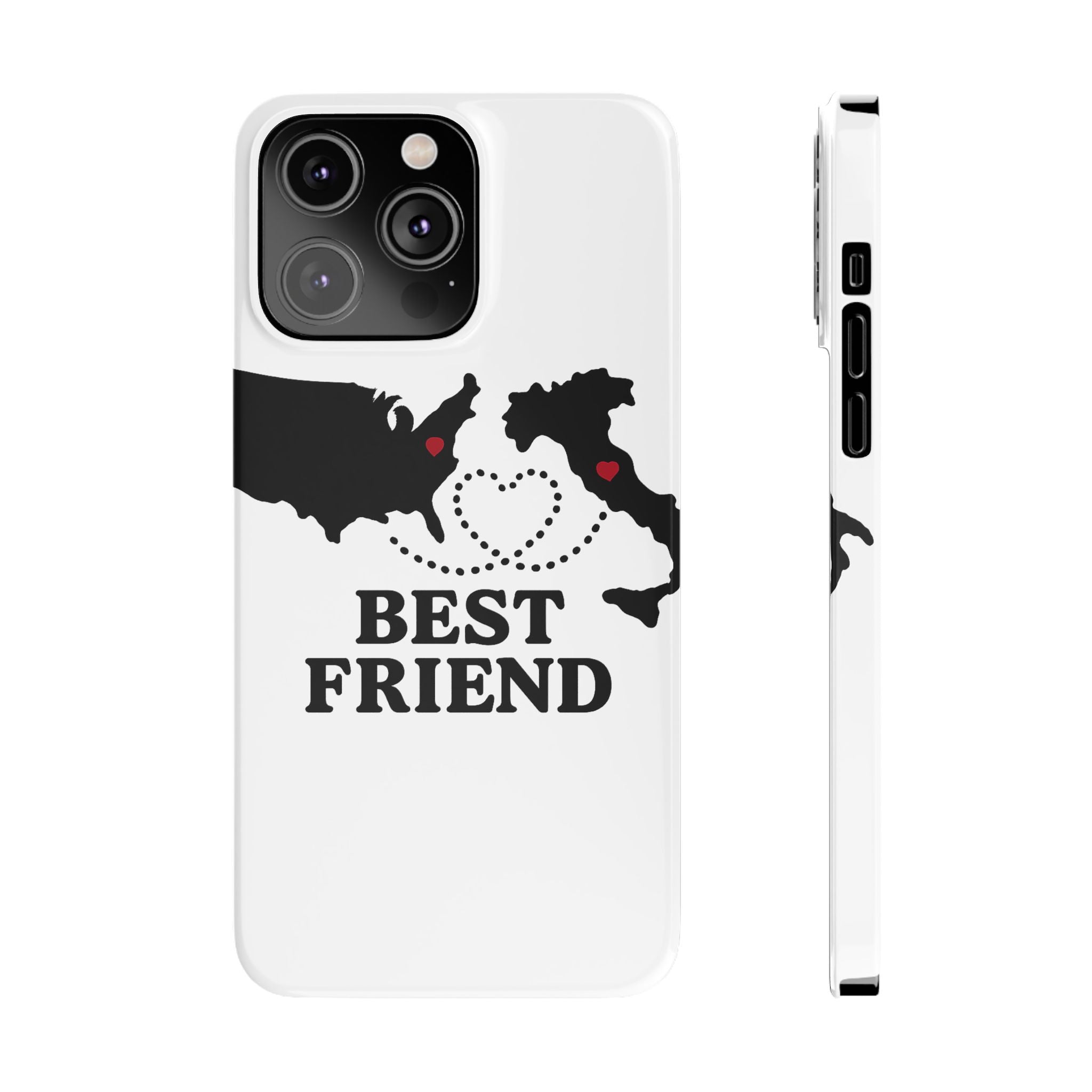 Long Distance Friendship Phone Case Personalized Coordinates Gift Best Friend Custom Location Map Heart Connection BFF