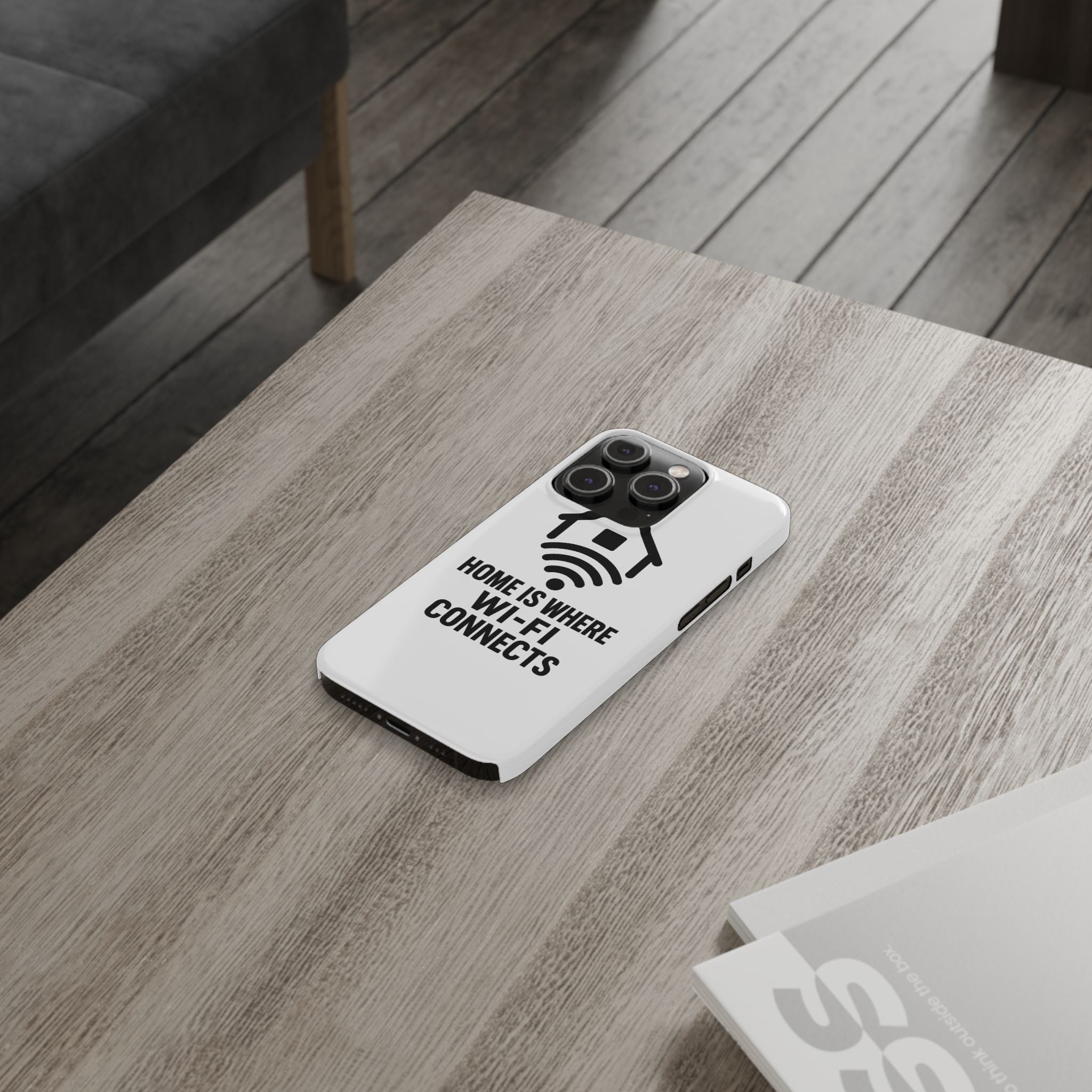 Home Is Where WiFi Connects Phone Case Funny Millennial Gift Tech Lover Housewarming Present Modern Minimalist Humor Gift