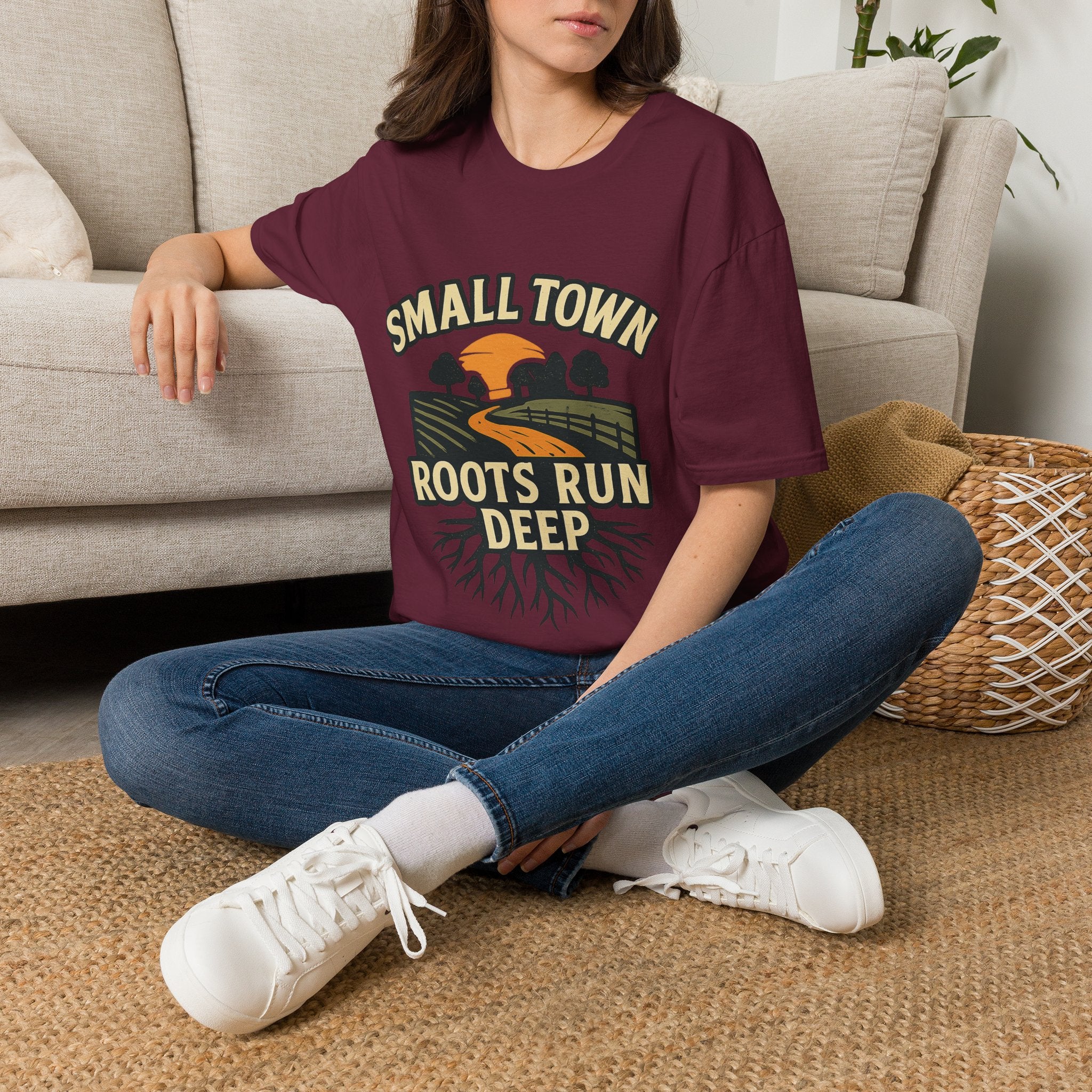 Small Town Roots Run Deep Shirt, Country Roads Graphic Tee, Rural Pride T-Shirt, Farmhouse Style Clothing, Country Lifestyle Gift