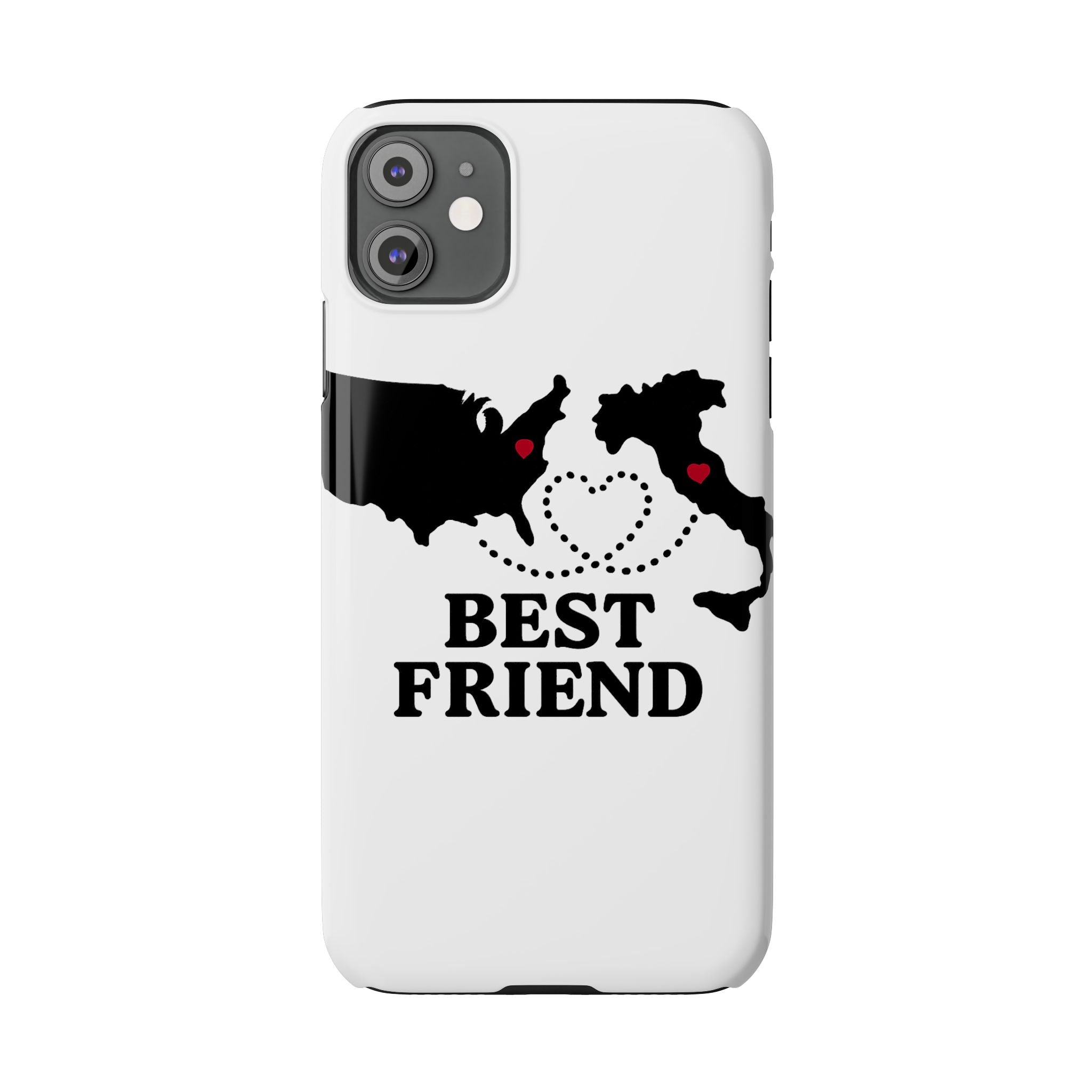 Long Distance Friendship Phone Case Personalized Coordinates Gift Best Friend Custom Location Map Heart Connection BFF