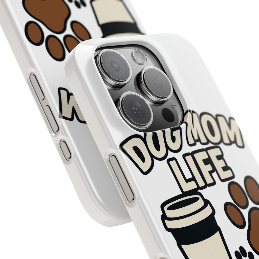 Dog Mom Life Phone Case, Coffee & Paws Illustrated Design, Gift for Dog Lover, Pet Parent Phone Case, Dog Owner Gift