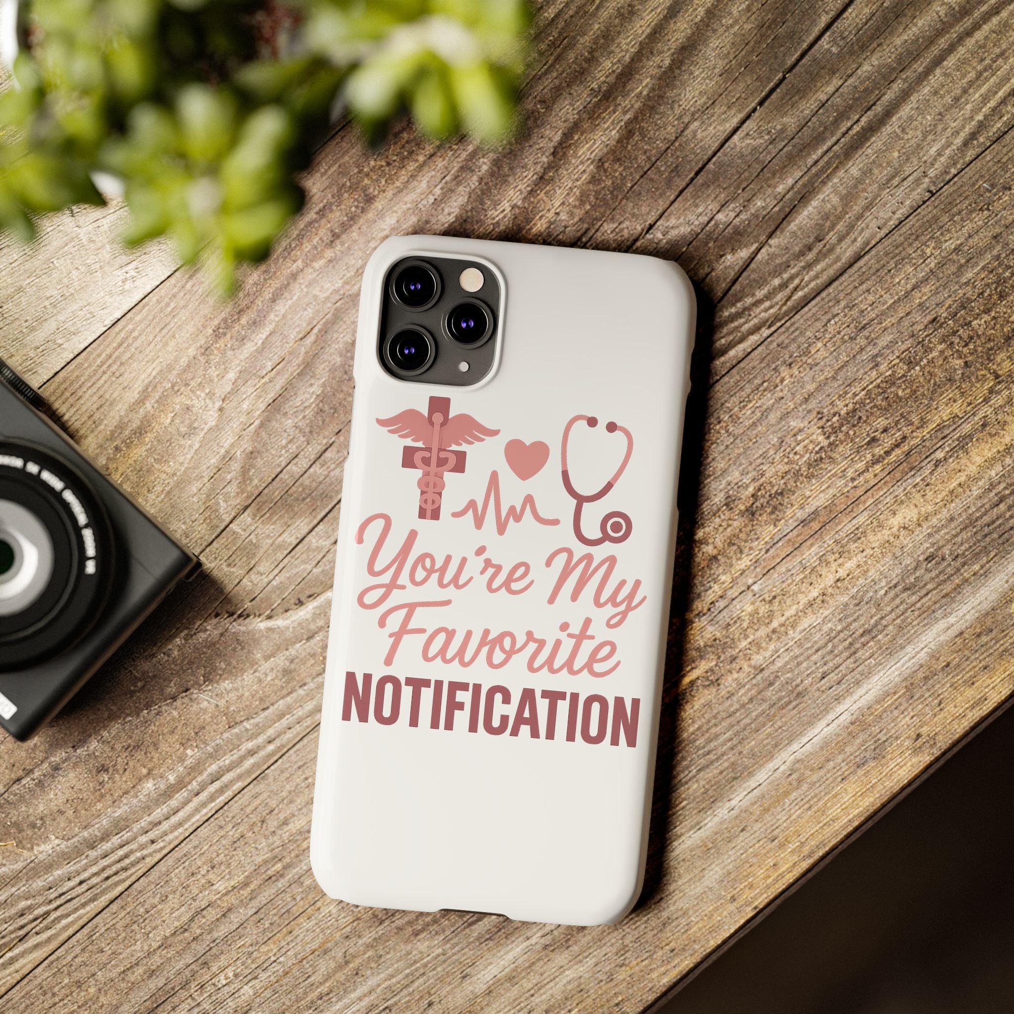 You're My Favorite Notification Phone Case Medical Nurse Doctor Gift Heartbeat Stethoscope Cute Romantic Healthcare Worker Pink