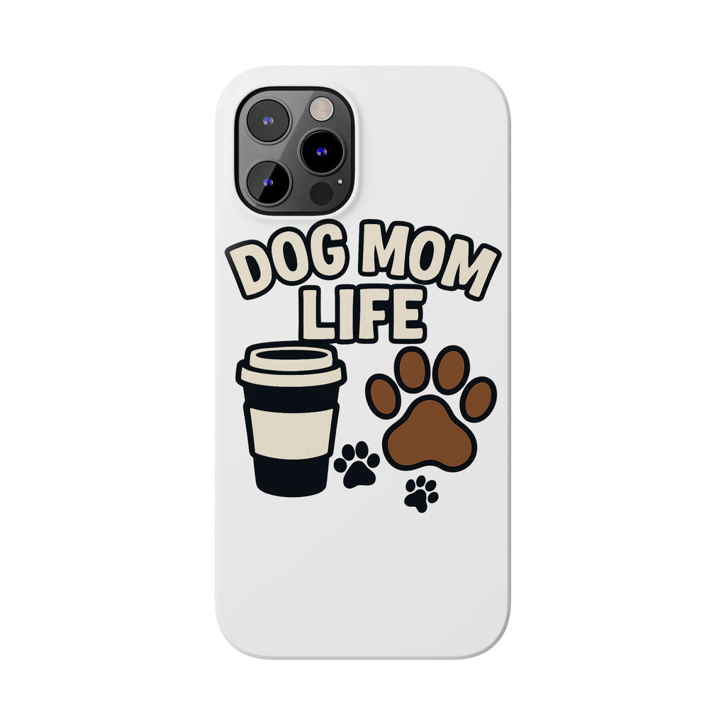 Dog Mom Life Phone Case, Coffee & Paws Illustrated Design, Gift for Dog Lover, Pet Parent Phone Case, Dog Owner Gift