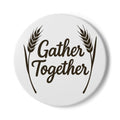 Gather Together Farmhouse Coaster Set | Rustic Cork Coasters | Housewarming Gift | Family Kitchen Decor | Wheat Script Design