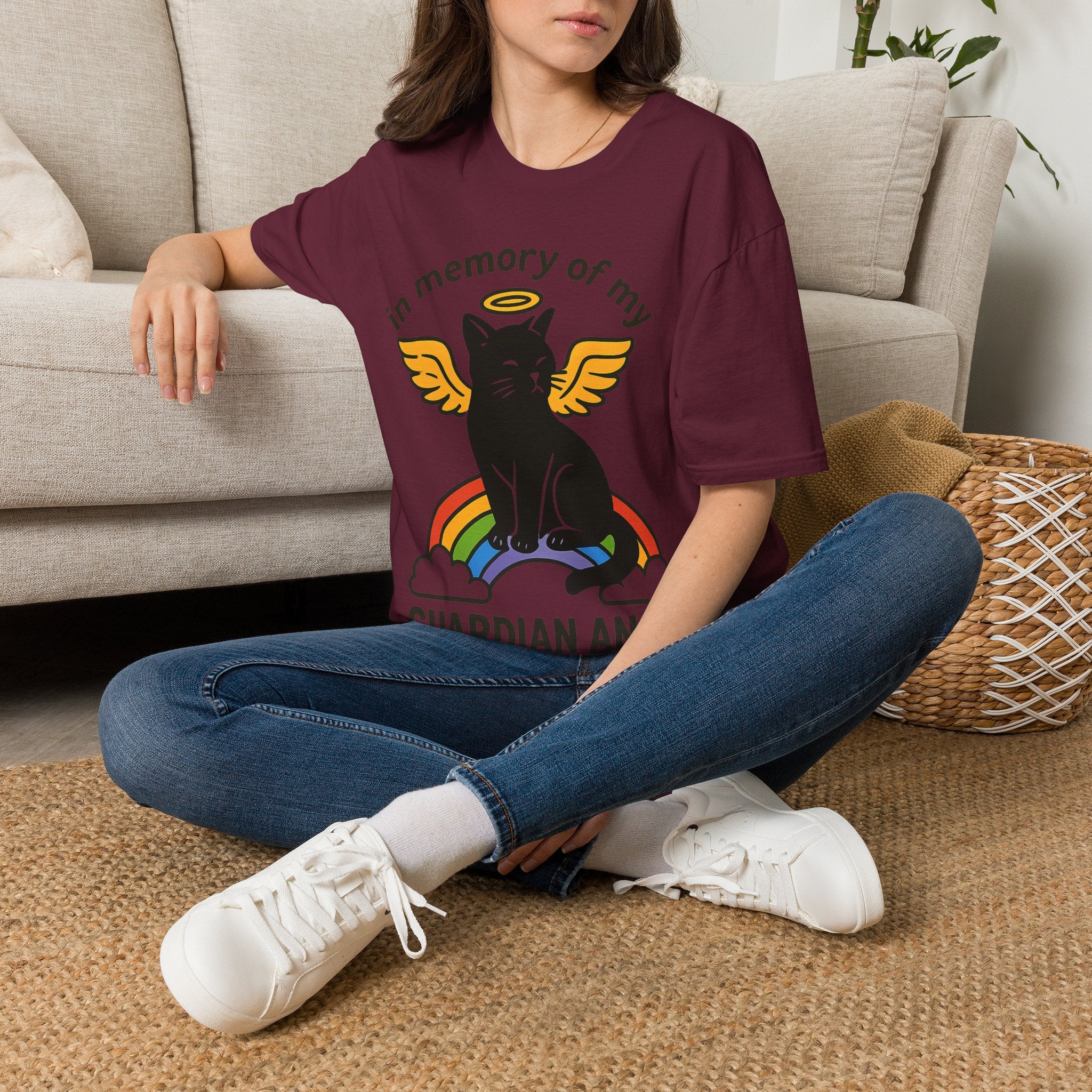 Rainbow Bridge Cat Memorial Shirt, Guardian Angel Cat Tshirt, Pet Loss Sympathy Gift, Cat Remembrance Shirt, Cat Lover Grief Gift