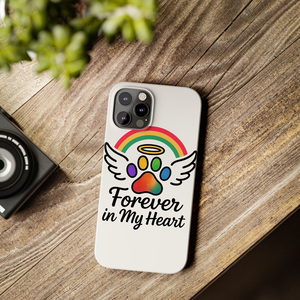 Rainbow Bridge Pet Memorial Phone Case Forever in My Heart Dog Cat Loss Sympathy Gift Remembrance Watercolor Paw Print Angel Pet