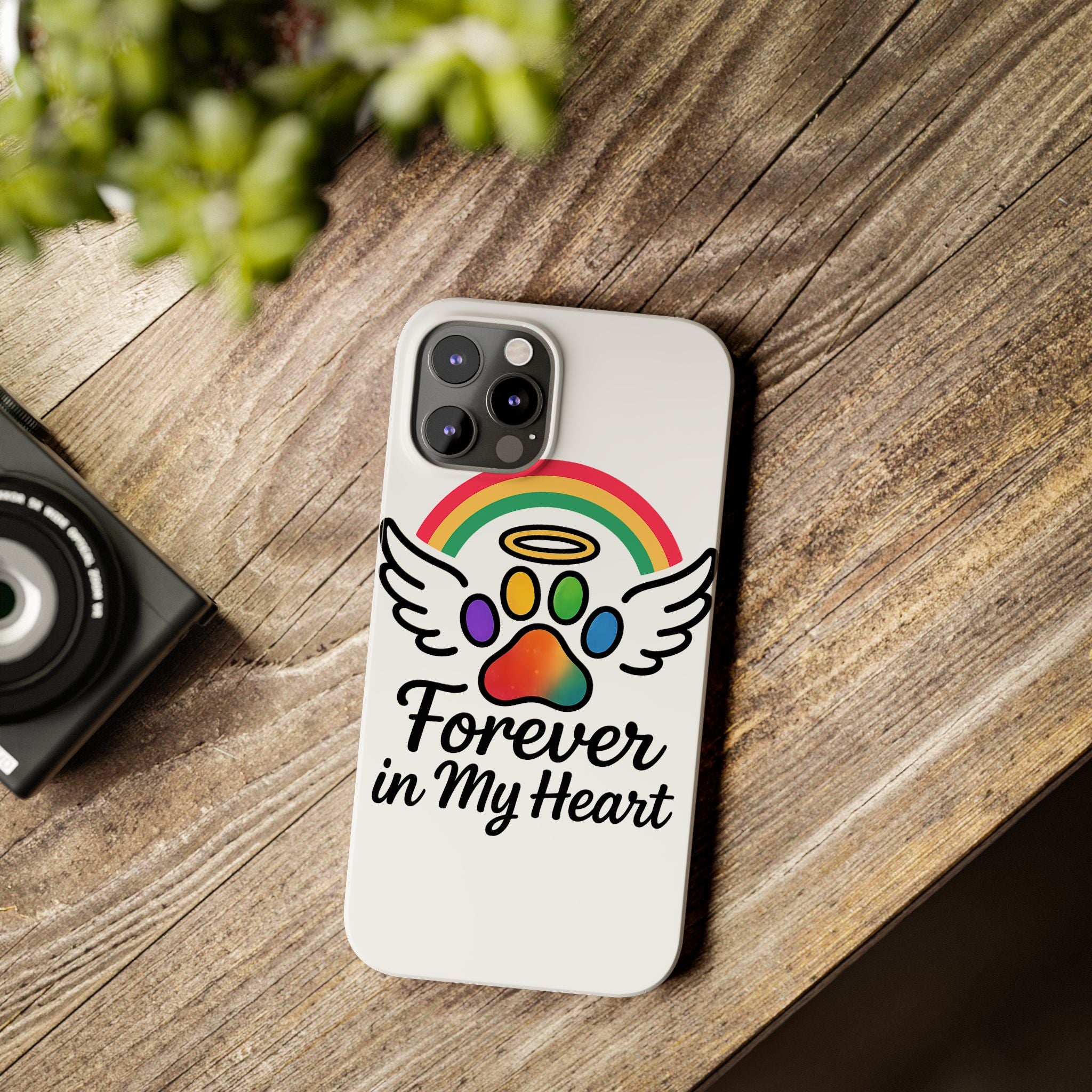 Rainbow Bridge Pet Memorial Phone Case Forever in My Heart Dog Cat Loss Sympathy Gift Remembrance Watercolor Paw Print Angel Pet