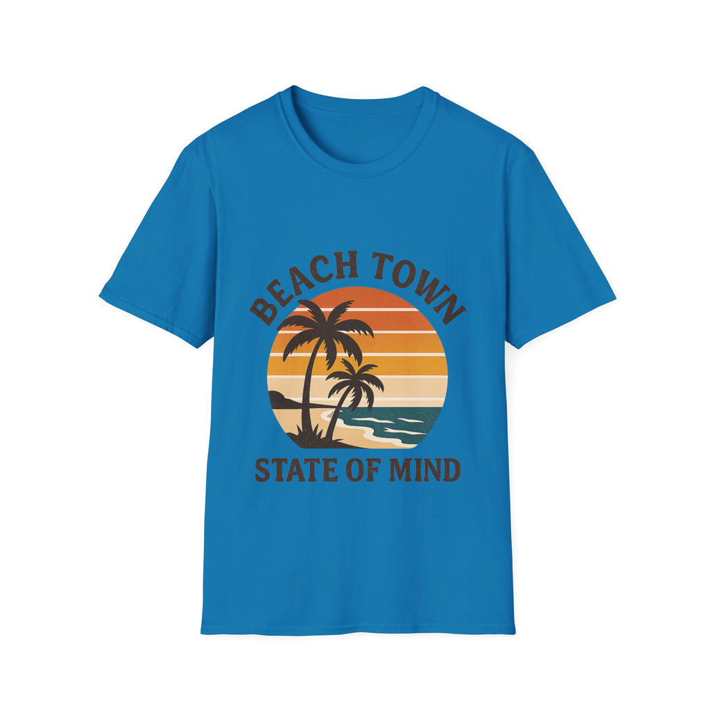 Beach Town State of Mind Shirt, Vintage Sunset Beach Tee, Coastal Living Gift, Palm Tree Vacation Shirt, Retro Beach Lover Gift