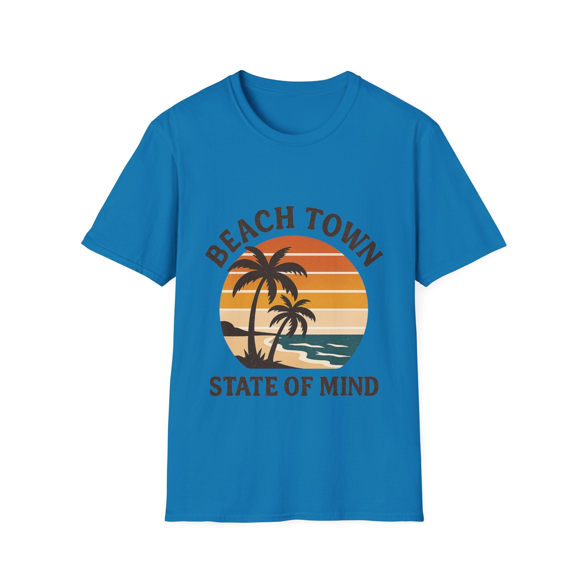 Beach Town State of Mind Shirt, Vintage Sunset Beach Tee, Coastal Living Gift, Palm Tree Vacation Shirt, Retro Beach Lover Gift