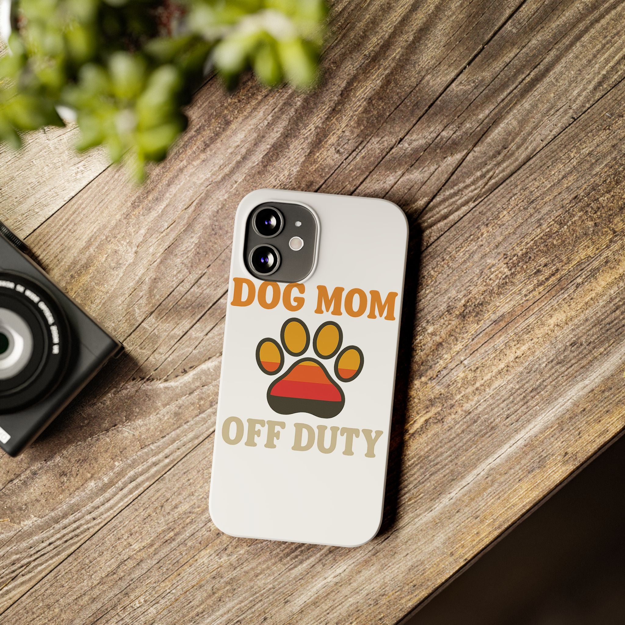 Dog Mom Off Duty Phone Case Retro 70s Vintage Dog Lover Gift Paw Print iPhone Samsung Galaxy Case Funny Pet Owner Gift