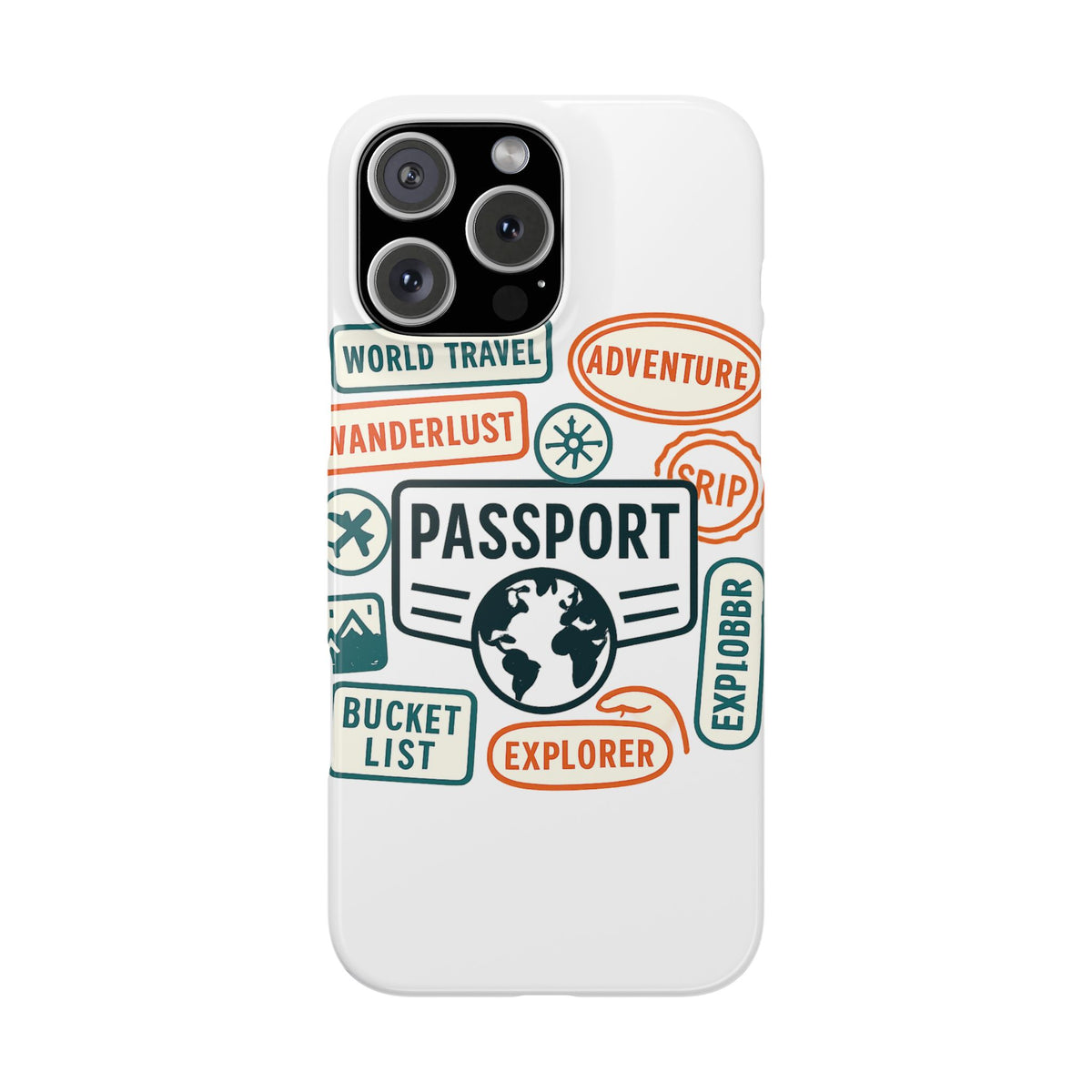 Passport Stamp Phone Case World Travel Gift Wanderlust Adventure Traveler Bucket List Globetrotter Trip Souvenir Explorer Map