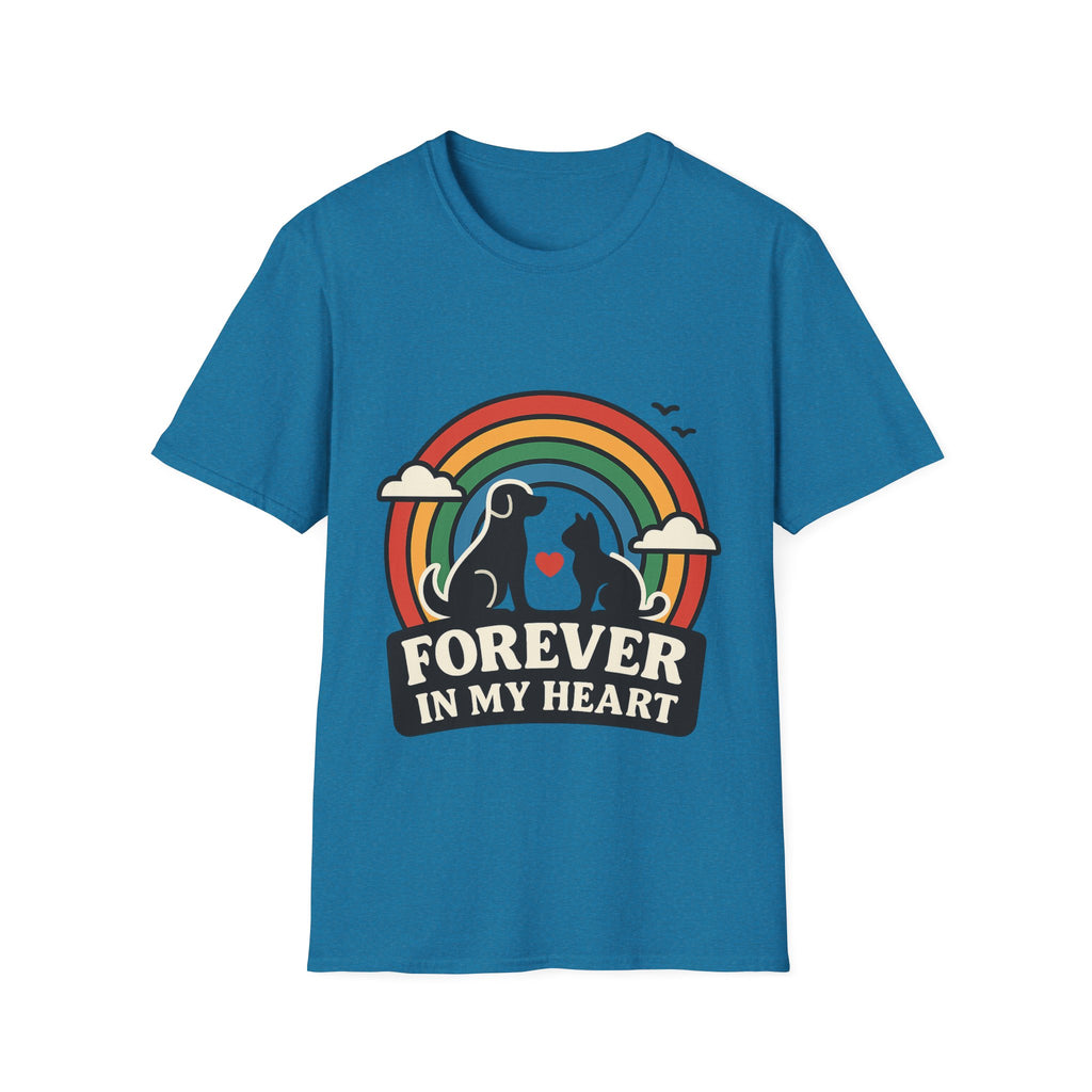 Rainbow Bridge Pet Memorial Shirt, Dog Cat Loss Gift, Forever in My Heart, Pet Remembrance Tee, Sympathy Gift for Pet Owner