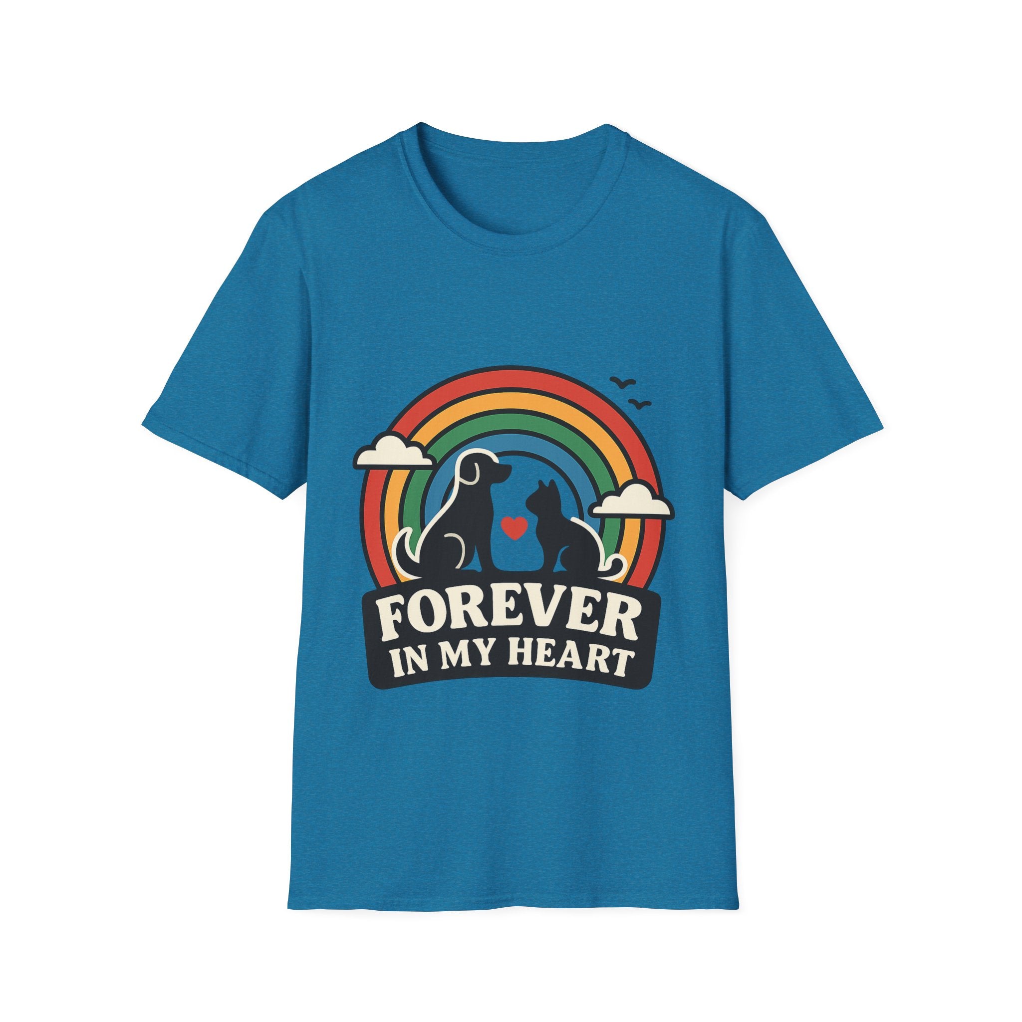 Rainbow Bridge Pet Memorial Shirt, Dog Cat Loss Gift, Forever in My Heart, Pet Remembrance Tee, Sympathy Gift for Pet Owner